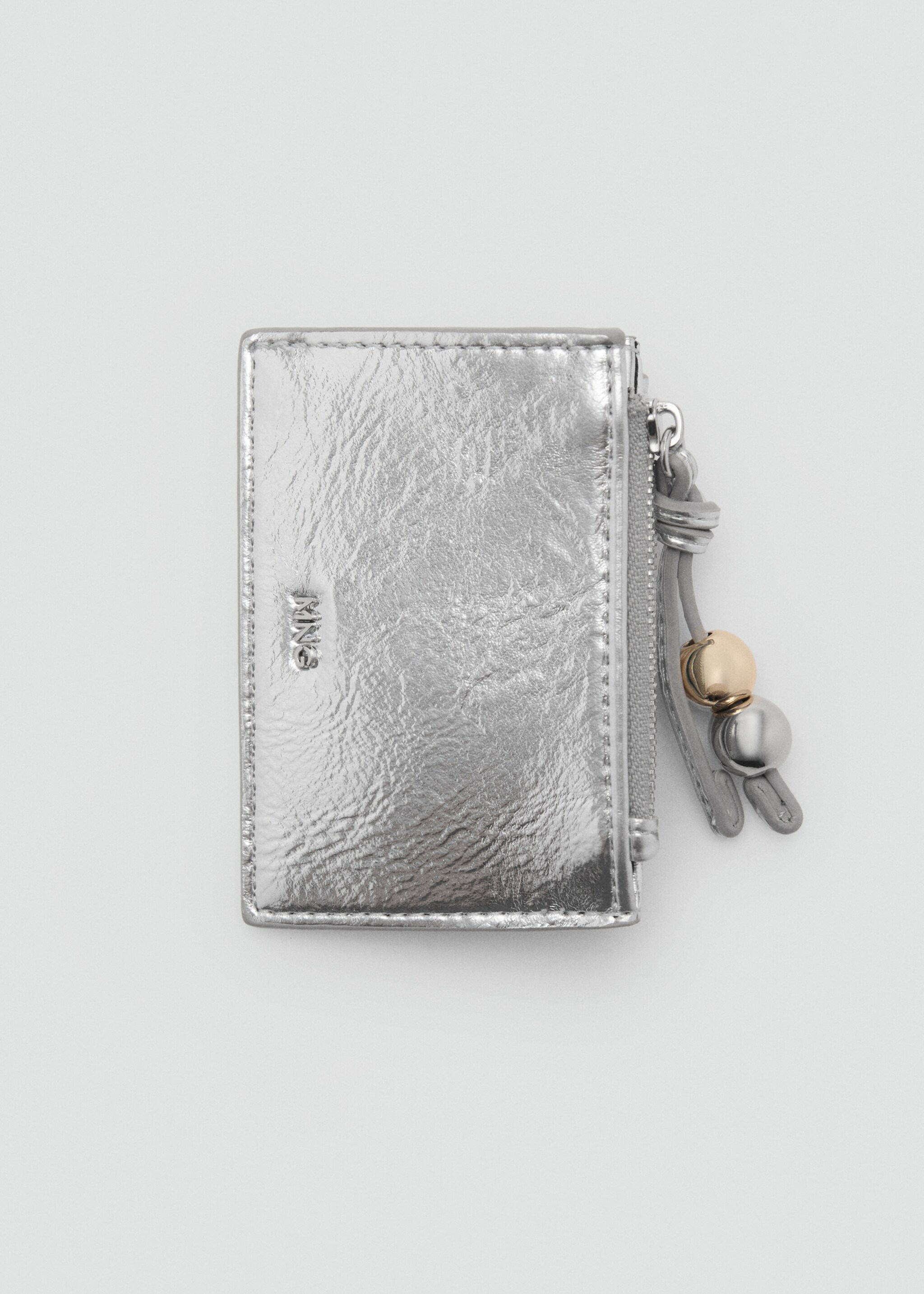 Metallic purse with ball detail - Details of the article 1, Silver. Ref: 87060437-00.