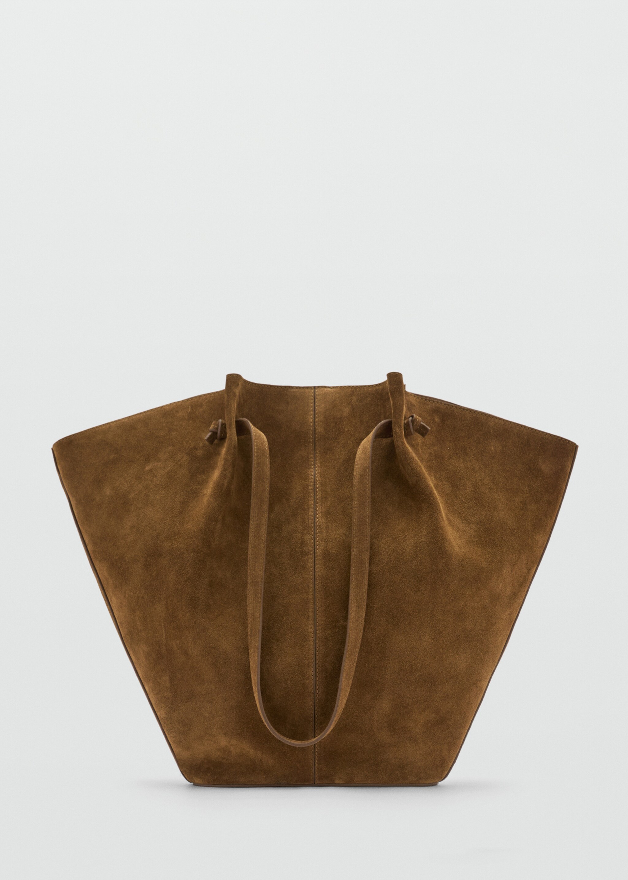 Suede leather shopper bag - Article without model, Tobacco Brown. Ref: 87060439-00.