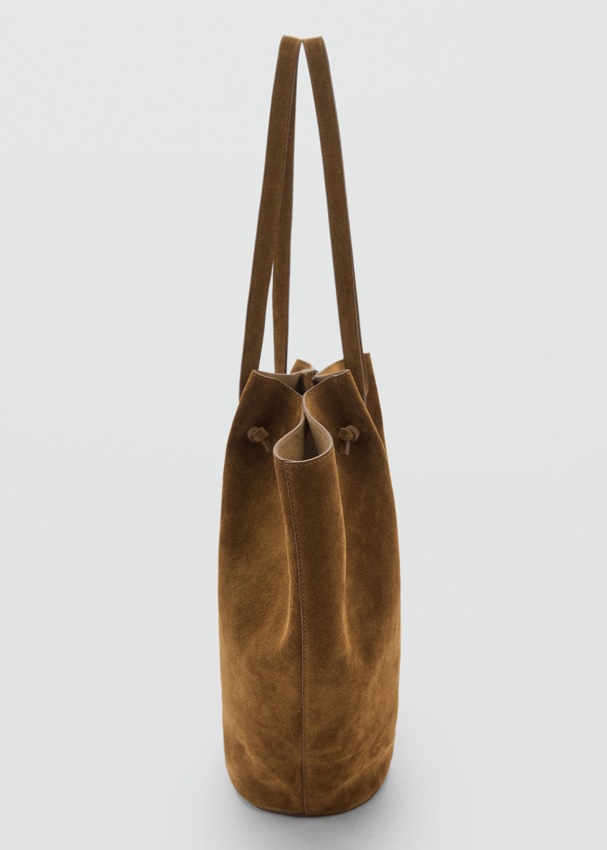 Suede leather shopper bag - Details of the article 1, Tobacco Brown. Ref: 87060439-00.