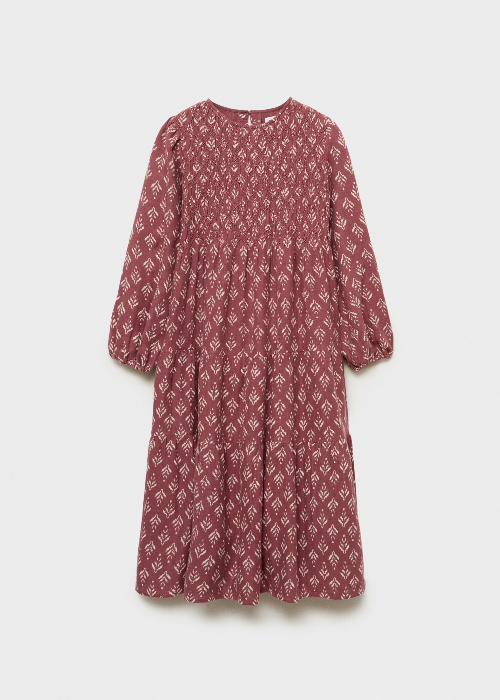Ruffled printed dress - Article without model, Maroon. Ref: 87060444-00.