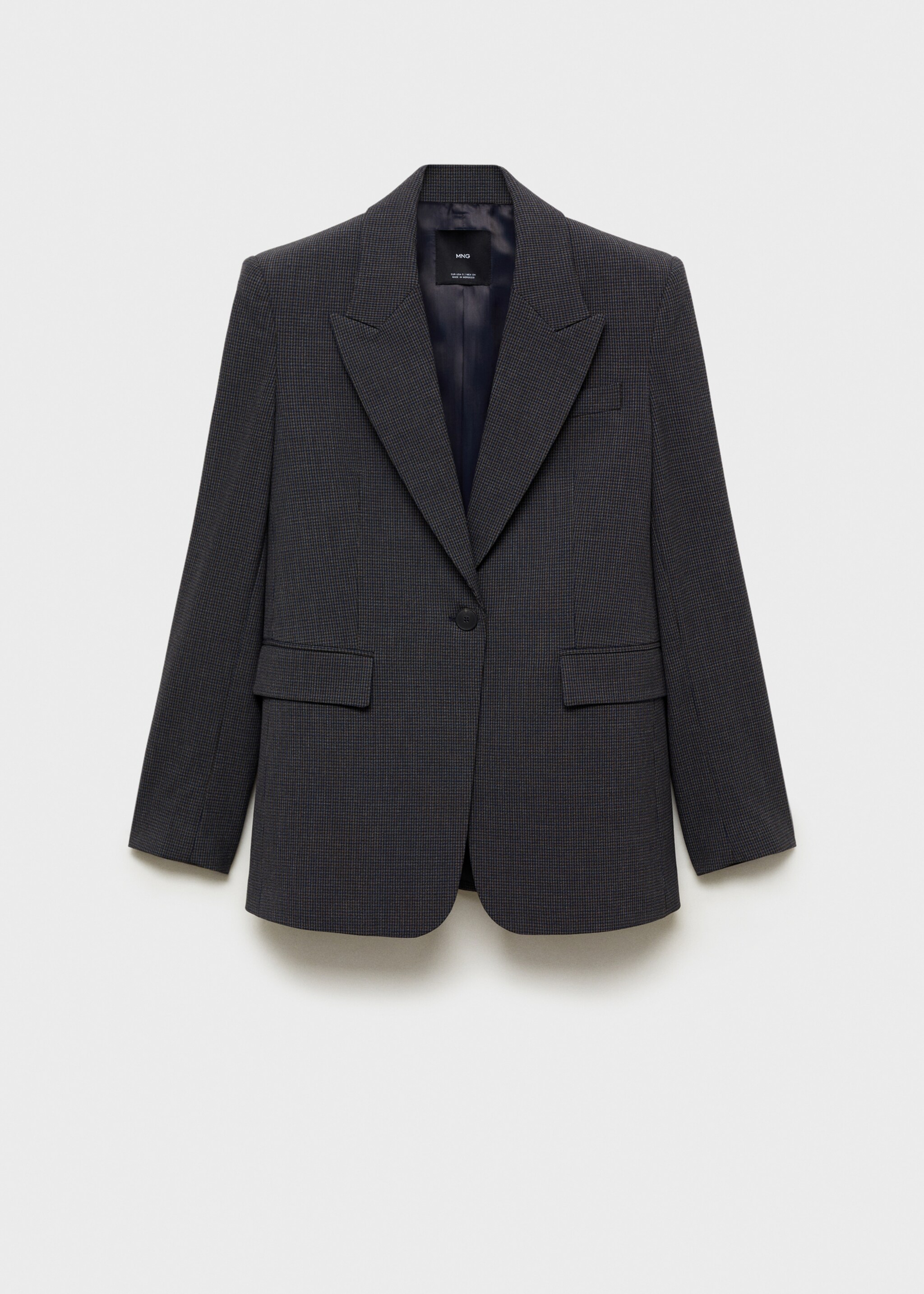Straight-fit micro-houndstooth jacket - Article without model, Dark Navy. Ref: 87060450-00.