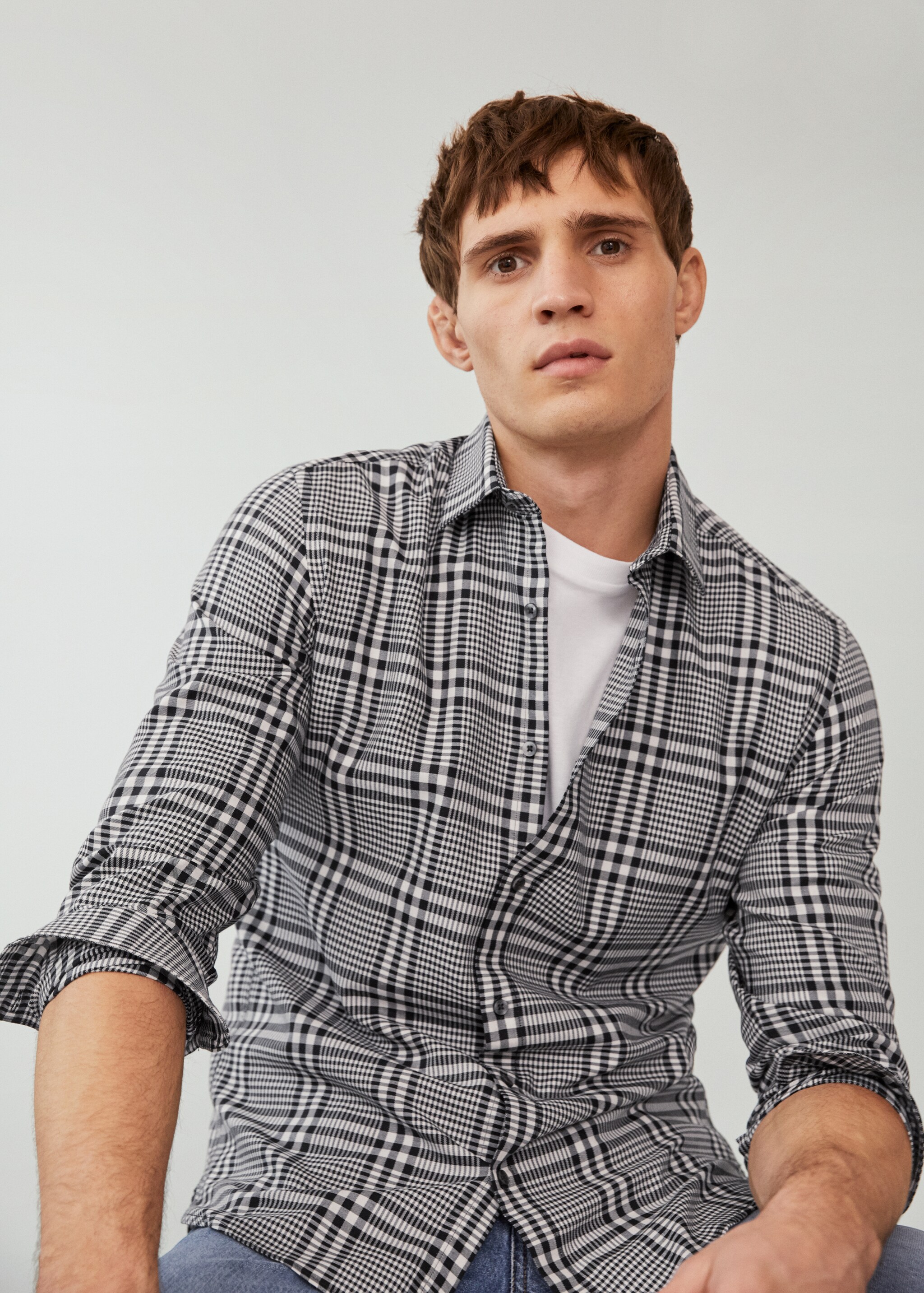 Bavlněná košile slim fit s kostkou - Detail zboží 2
