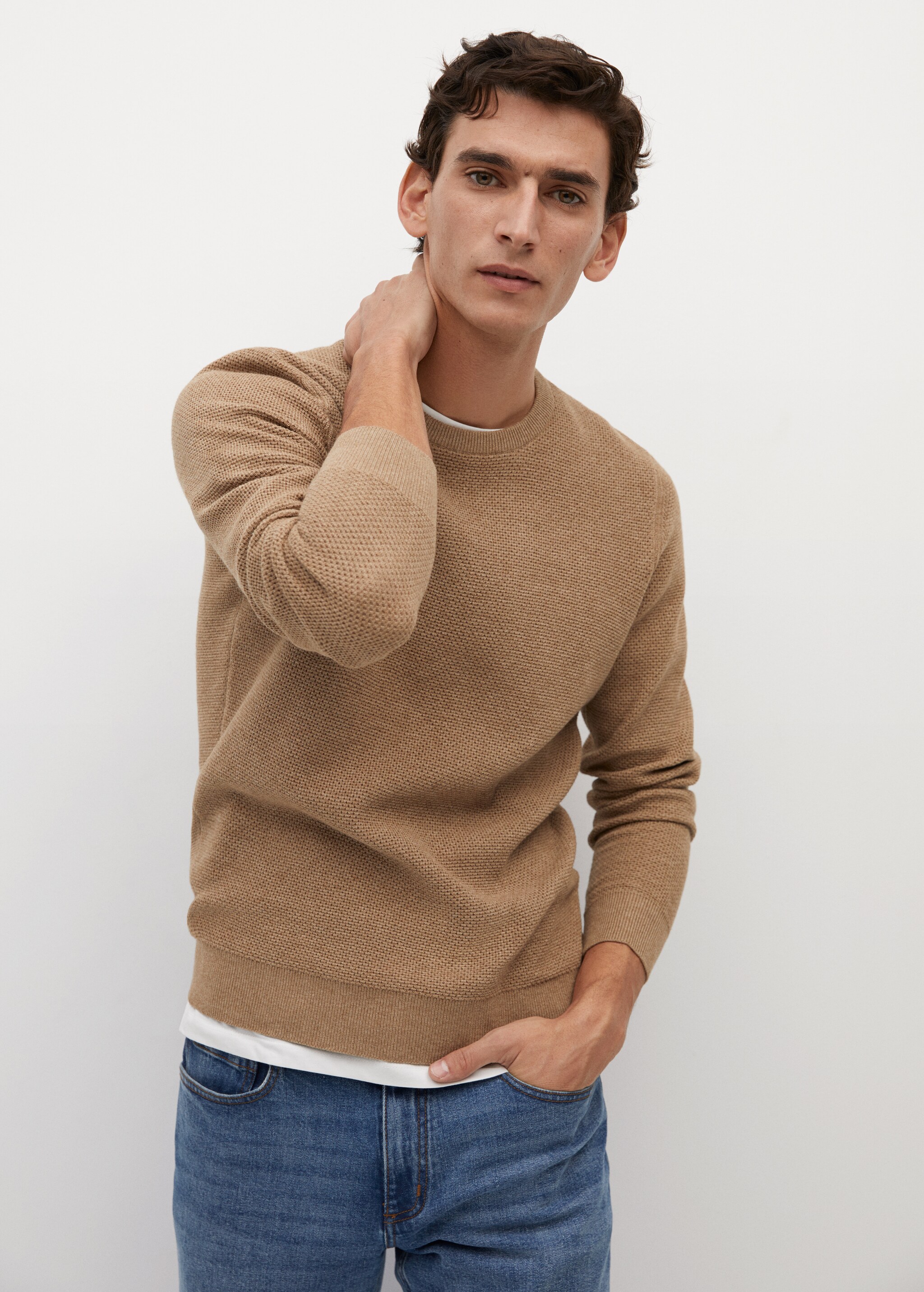 Structured cotton sweater - Medium plane