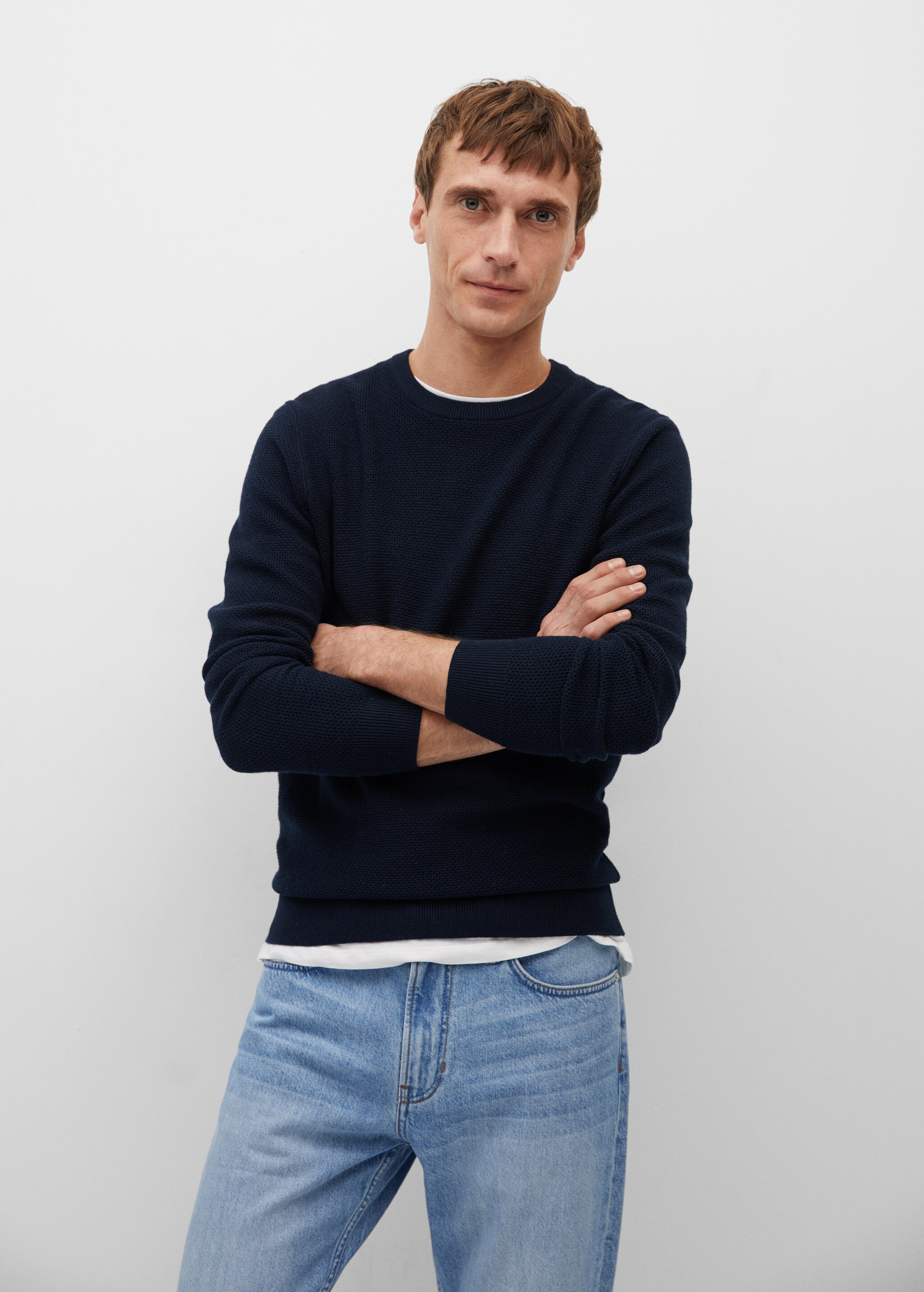 Structured cotton sweater - Medium plane