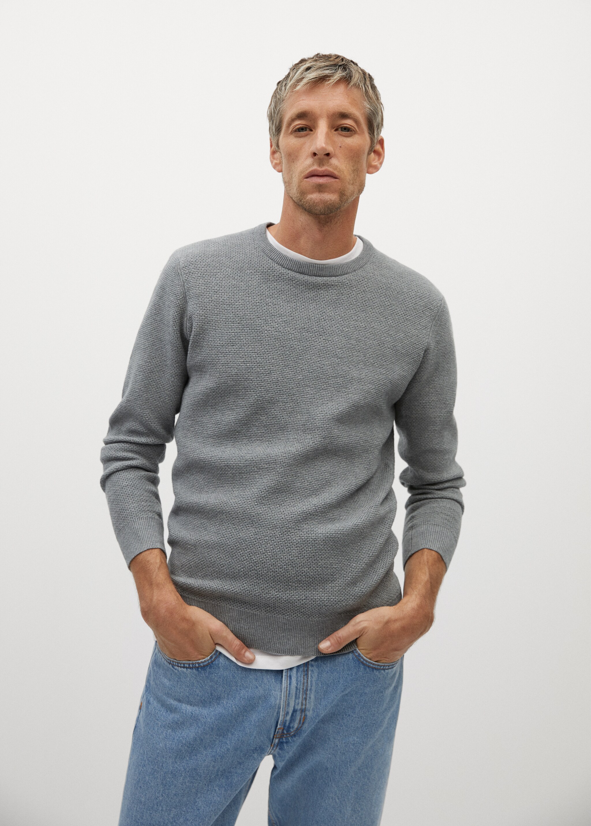 Structured cotton sweater - Medium plane