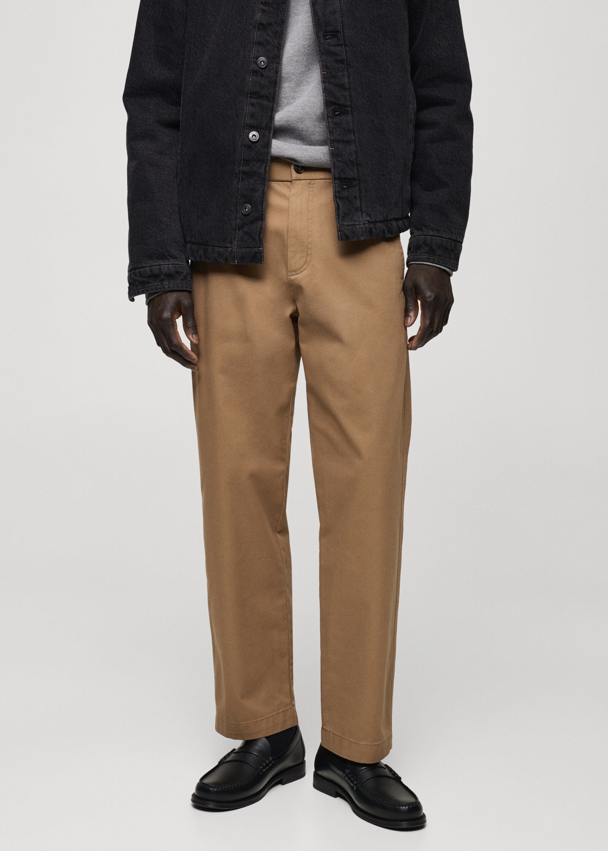 Bavlněné kalhoty regular fit se šňůrkou - Náhled ve středové rovině, Středně hnědá. Ref: 87060575-00.