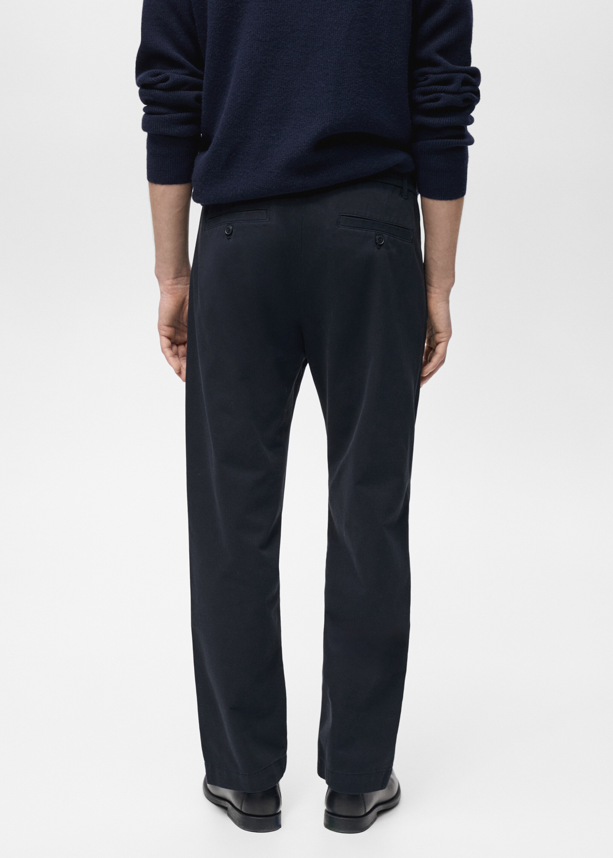 Regular fit cotton drawstring trousers - Reverse of the article, Dark Navy. Ref: 87060575-00.