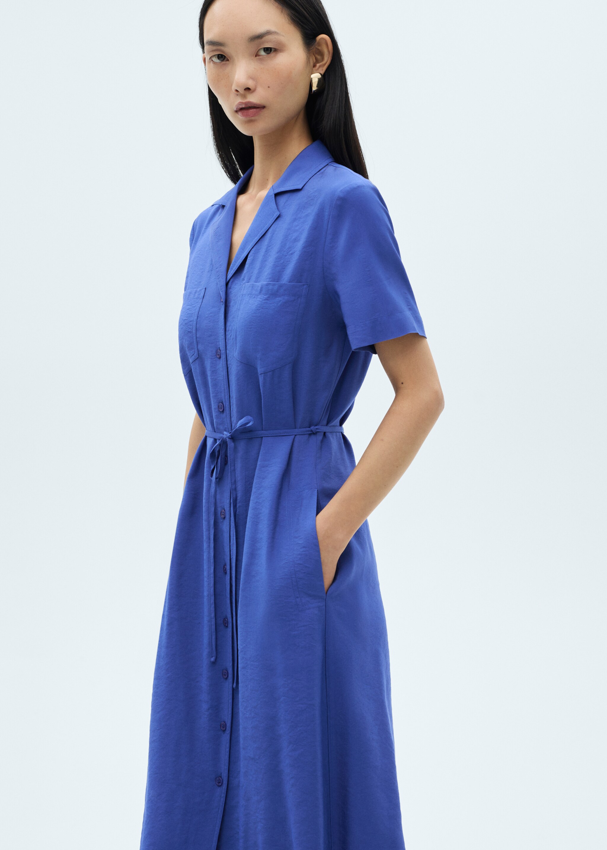 Pockets shirt dress - Medium plane, Vibrant blue. Ref: 87060577-00.