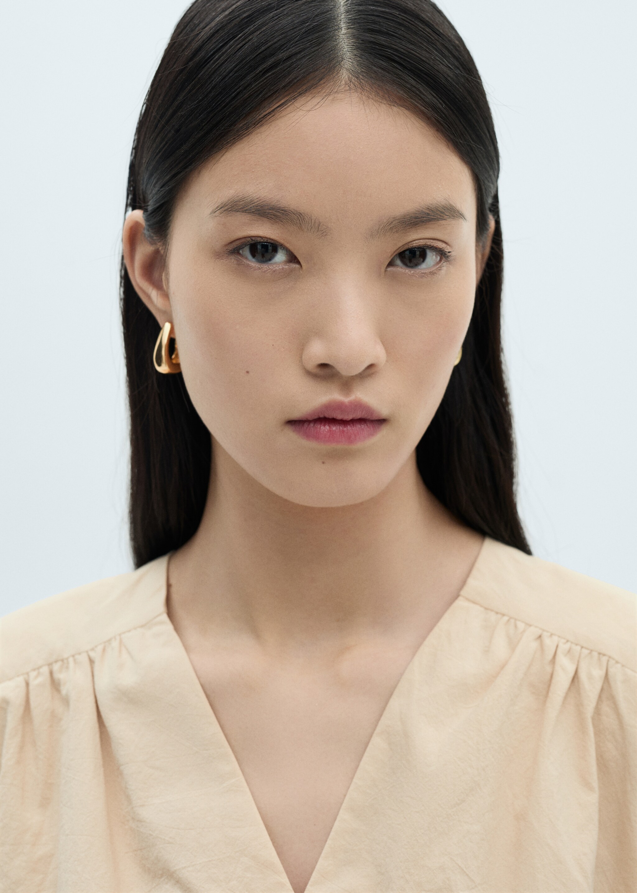 Blouse coton détails froncés - Détail de l'article 1, Beige. Ref: 87060578-00.