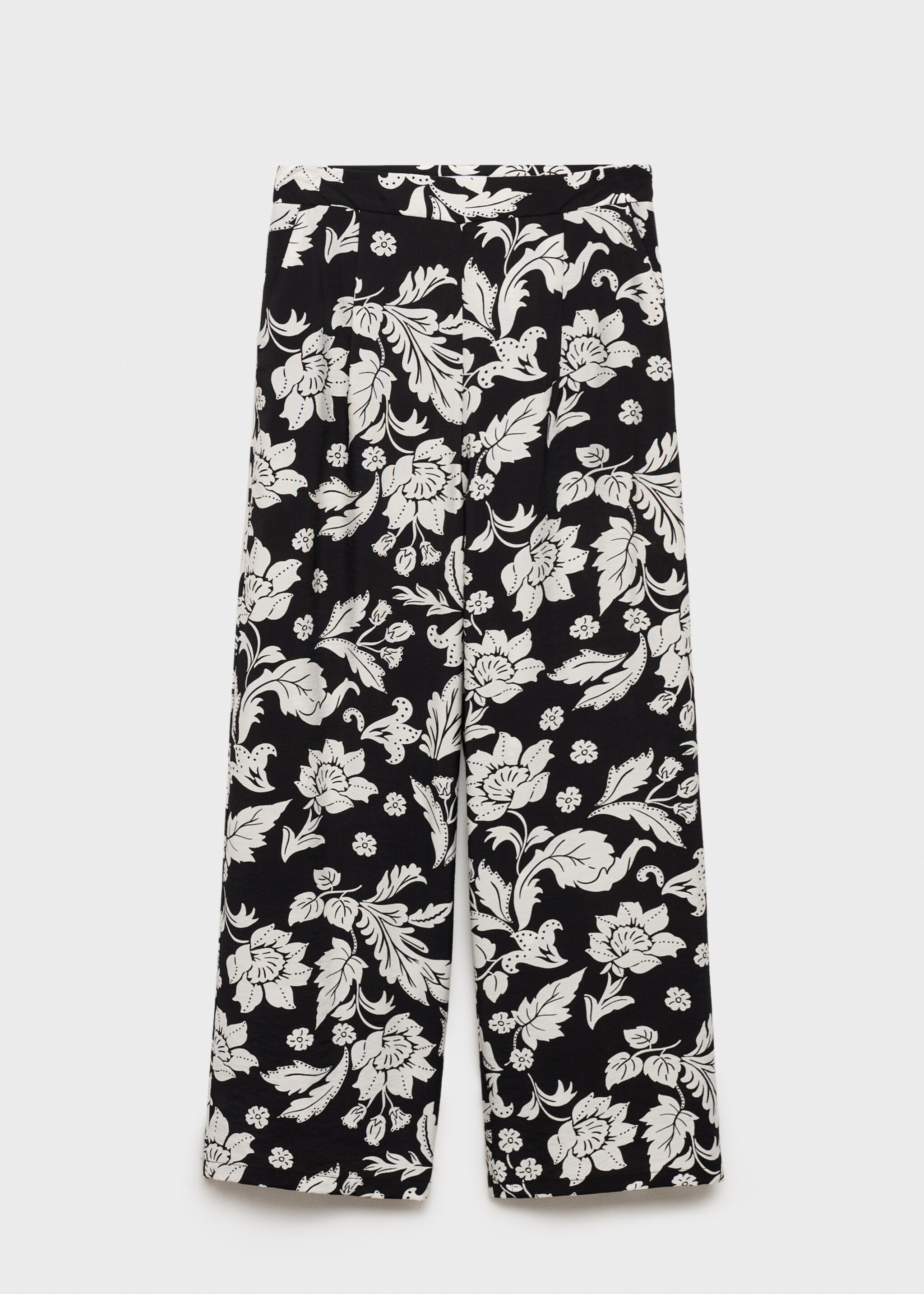 Floral print straight trousers - Article without model, Black. Ref: 87060580-00.