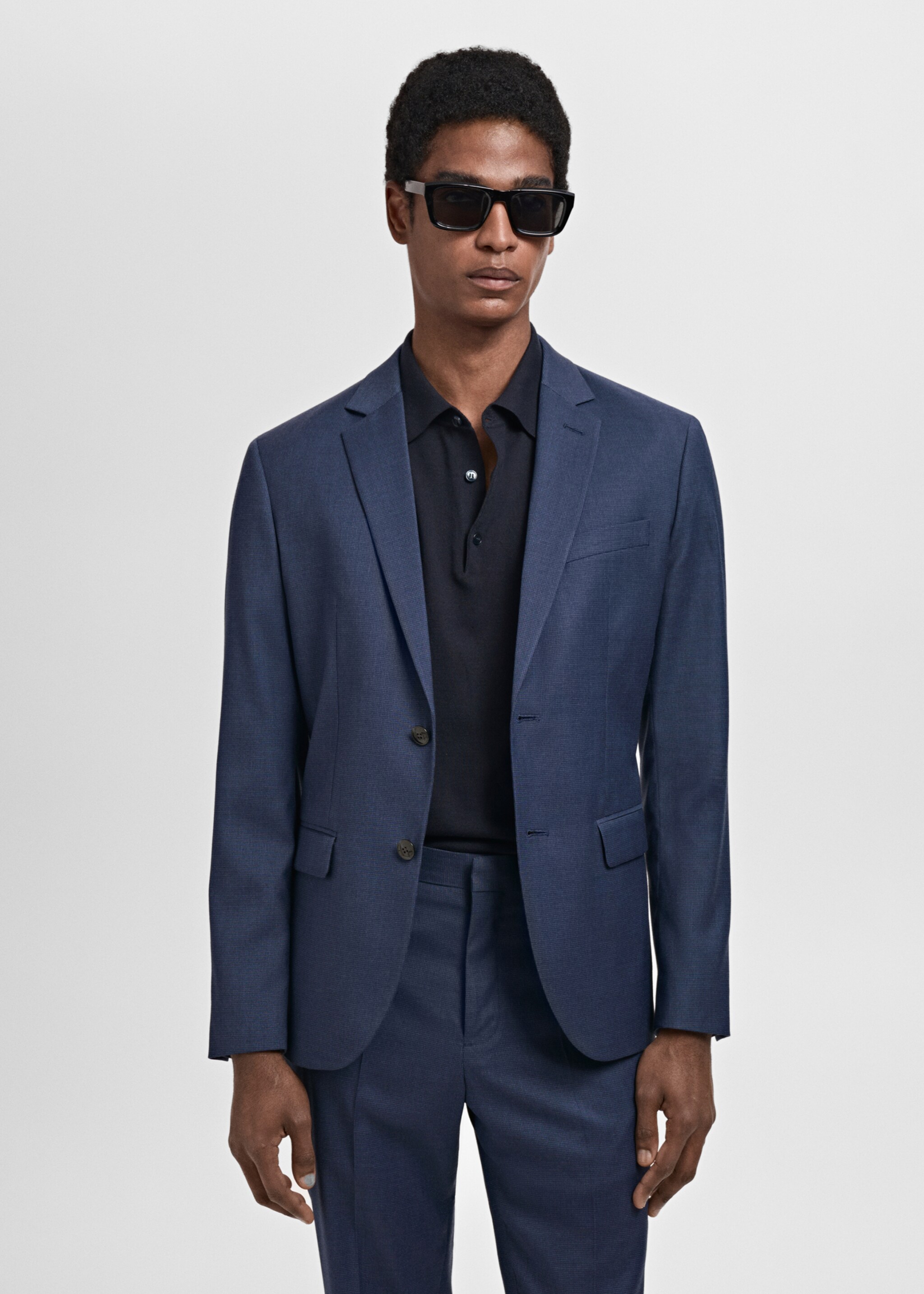 Super slim-fit suit jacket in stretch fabric - Medium plane, Ink Blue. Ref: 87060584-00.