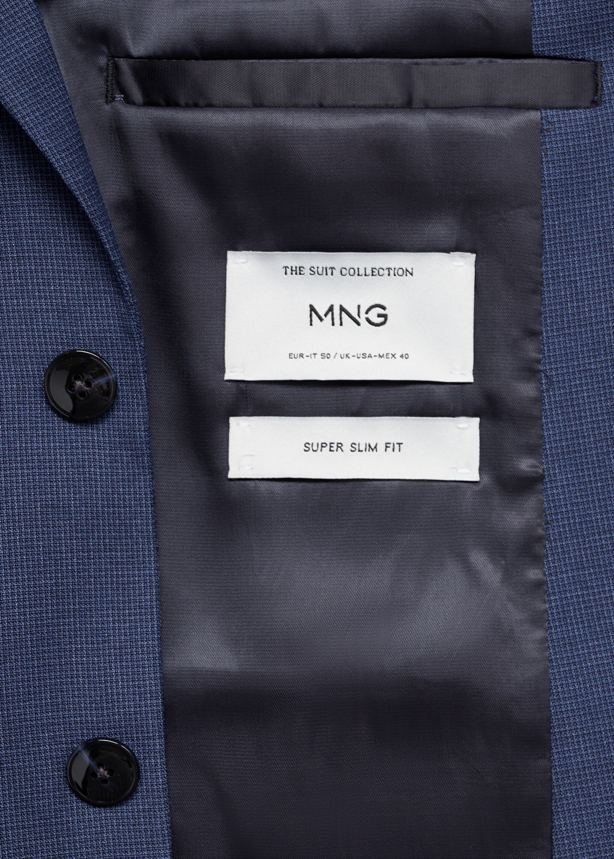 Super slim-fit suit jacket in stretch fabric - Details of the article 0, Ink Blue. Ref: 87060584-00.