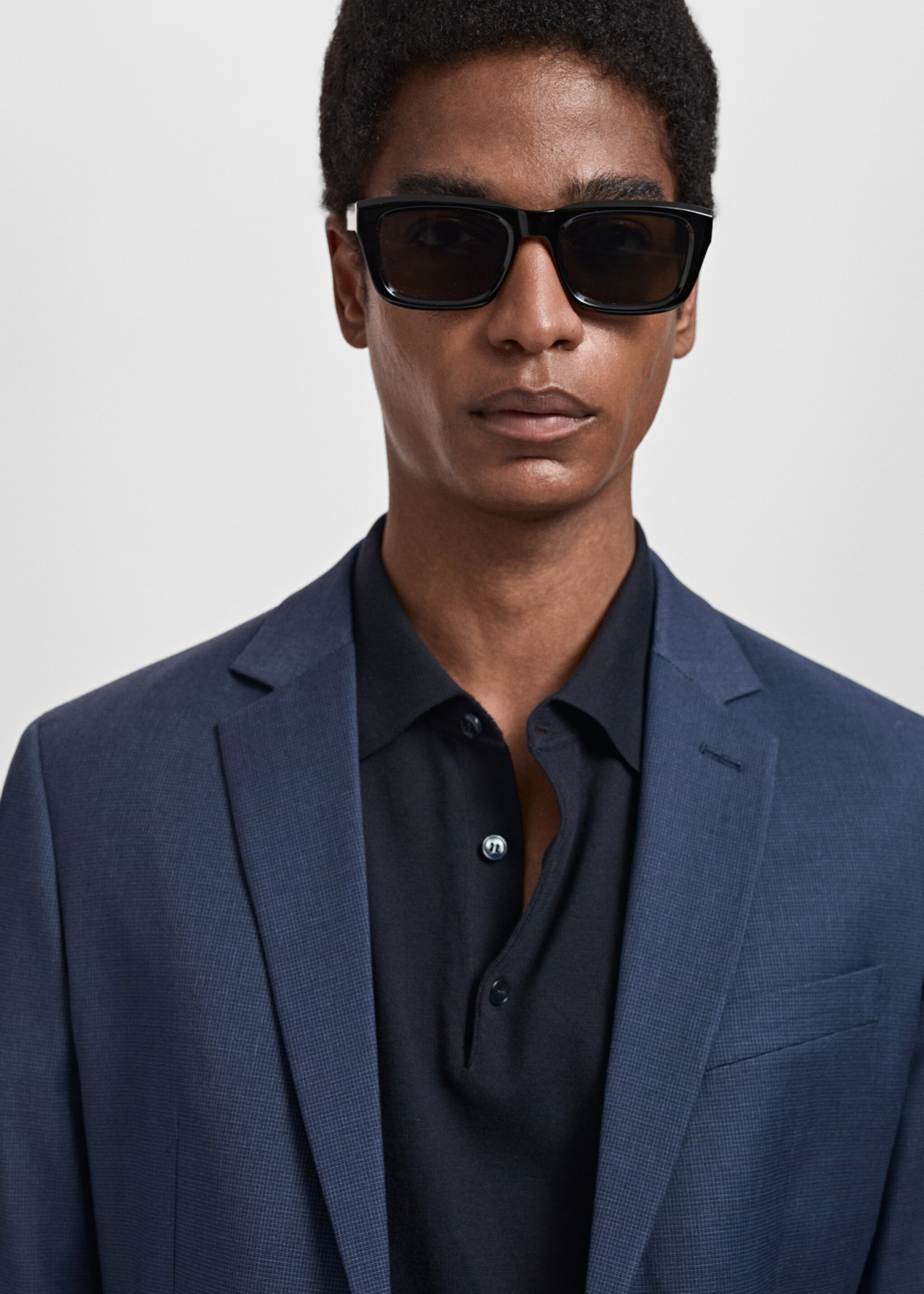 Super slim-fit suit jacket in stretch fabric - Details of the article 1, Ink Blue. Ref: 87060584-00.