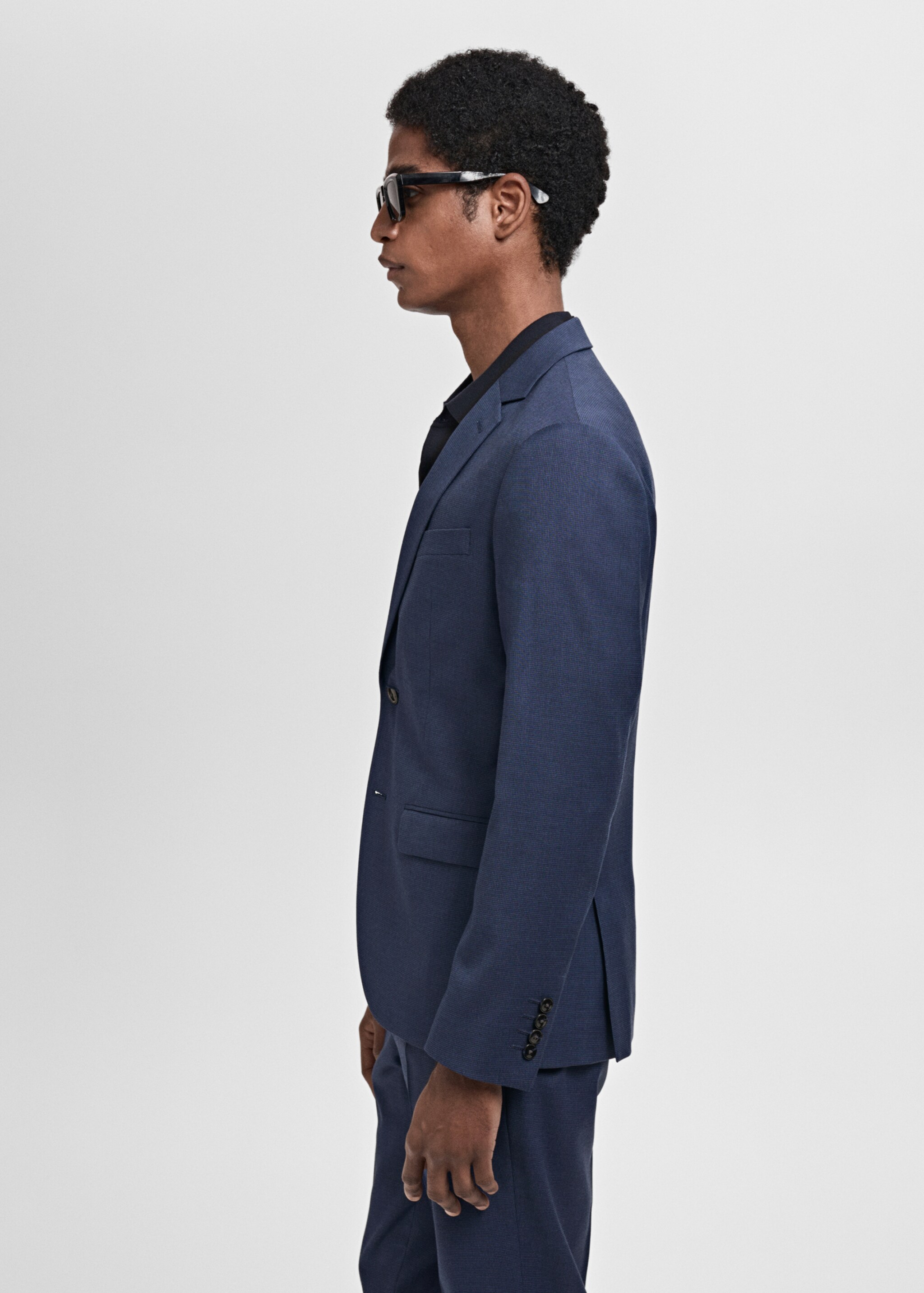 Super slim-fit suit jacket in stretch fabric - Details of the article 2, Ink Blue. Ref: 87060584-00.