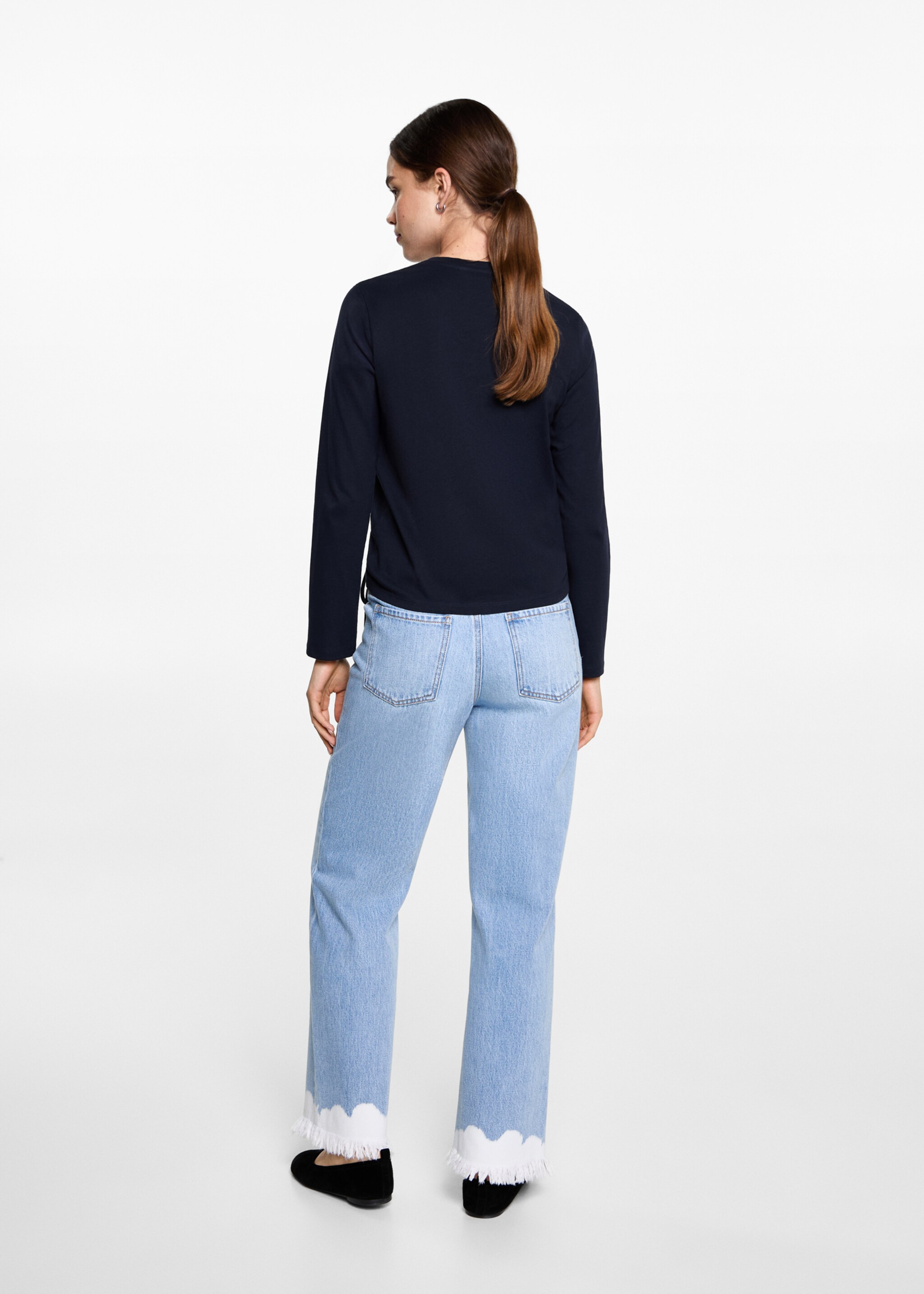 T-shirt fronces décoratives - Verso de l’article, Bleu marine foncé. Ref: 87060592-00.