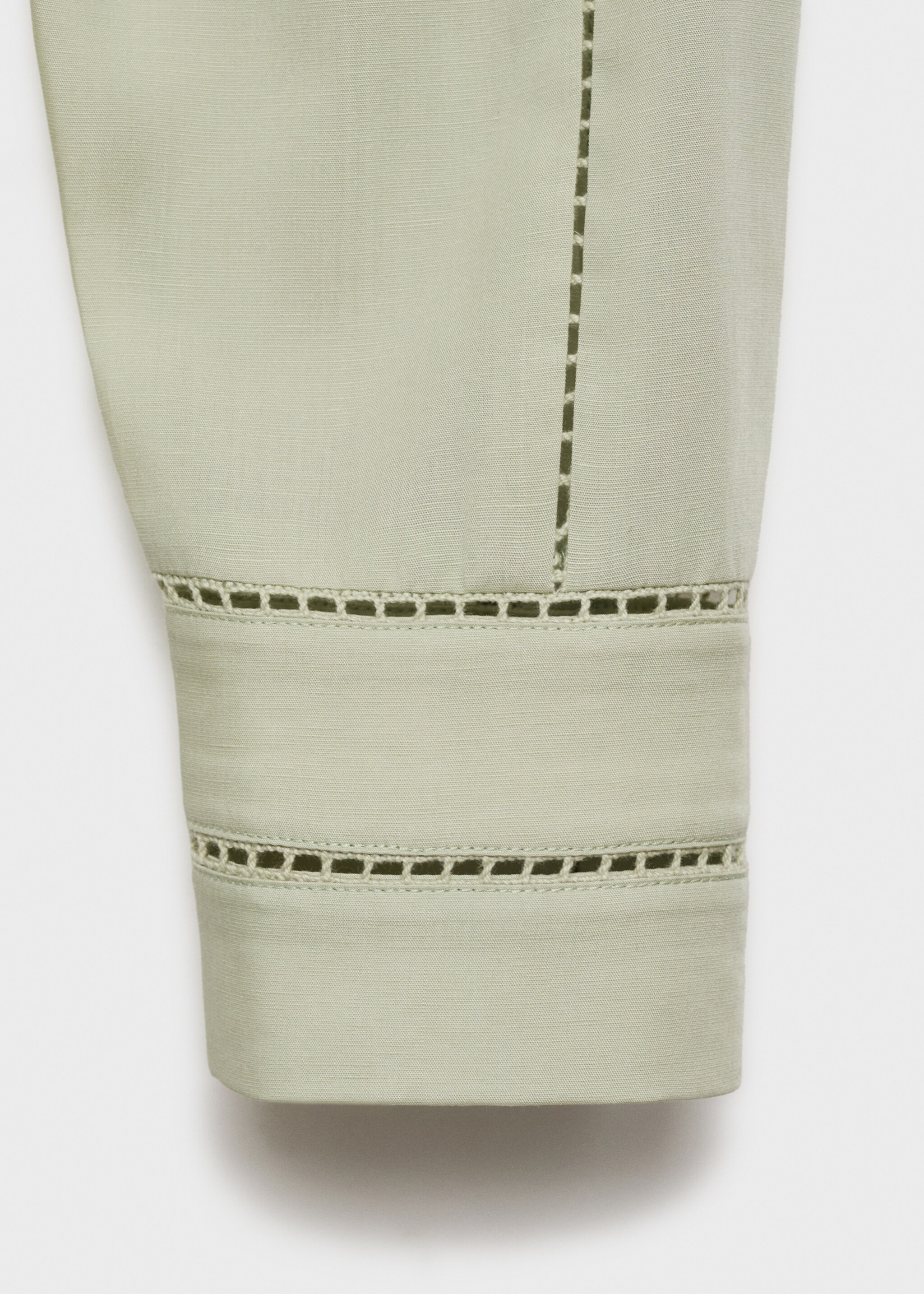 Lyocell blouse with openwork details - Details of the article 0, Aqua Green. Ref: 87060596-00.