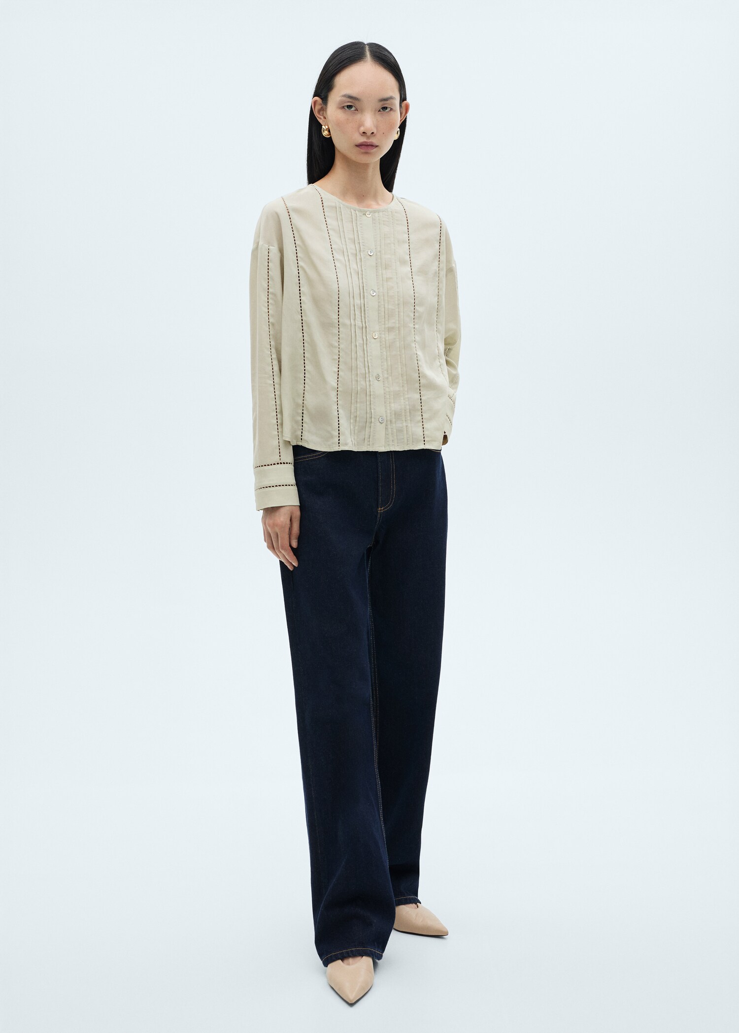 Lyocell blouse with openwork details - Details of the article 2