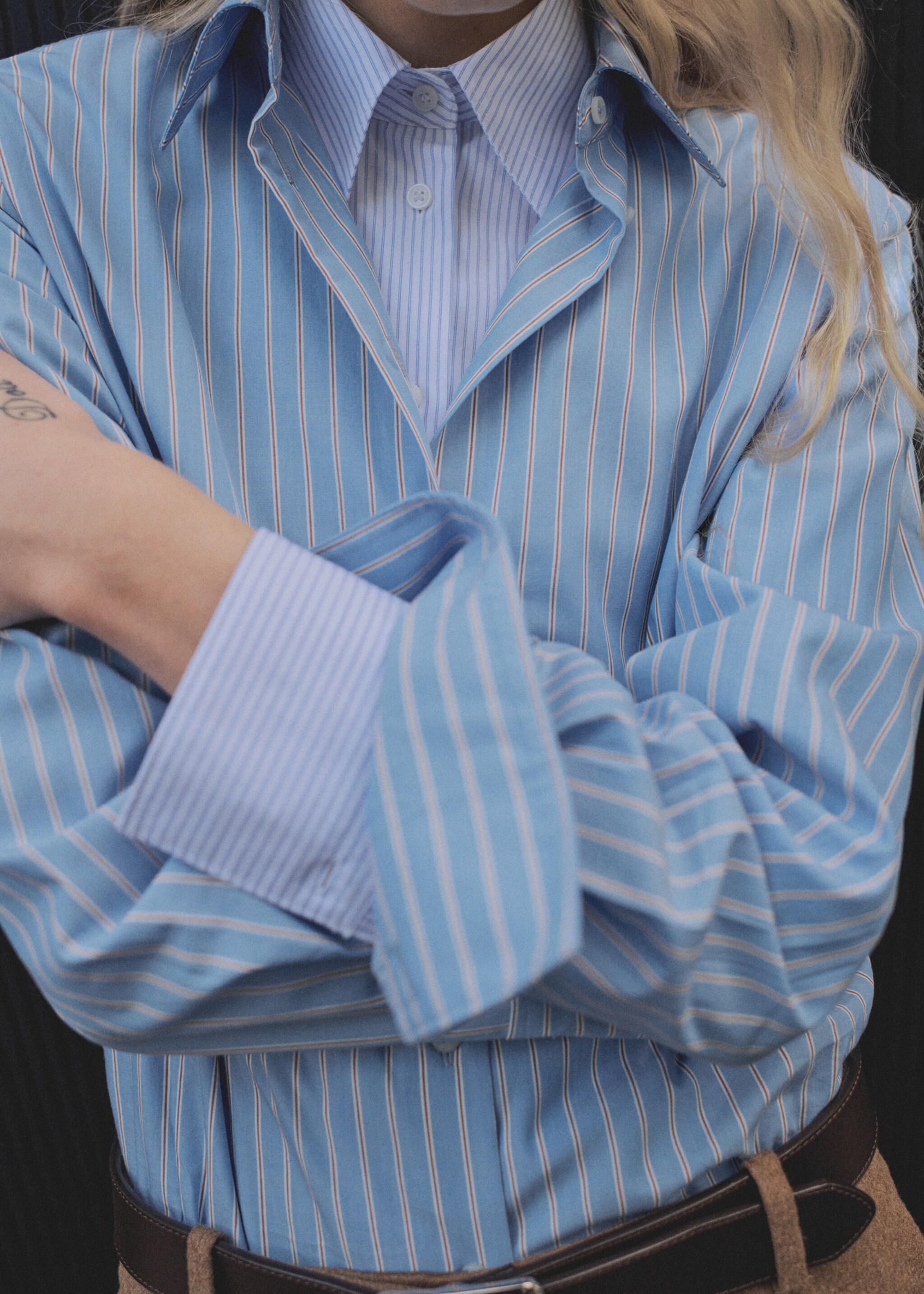 Regular cotton lyocell-blend shirt - Medium plane, Blue. Ref: 87060599-00.