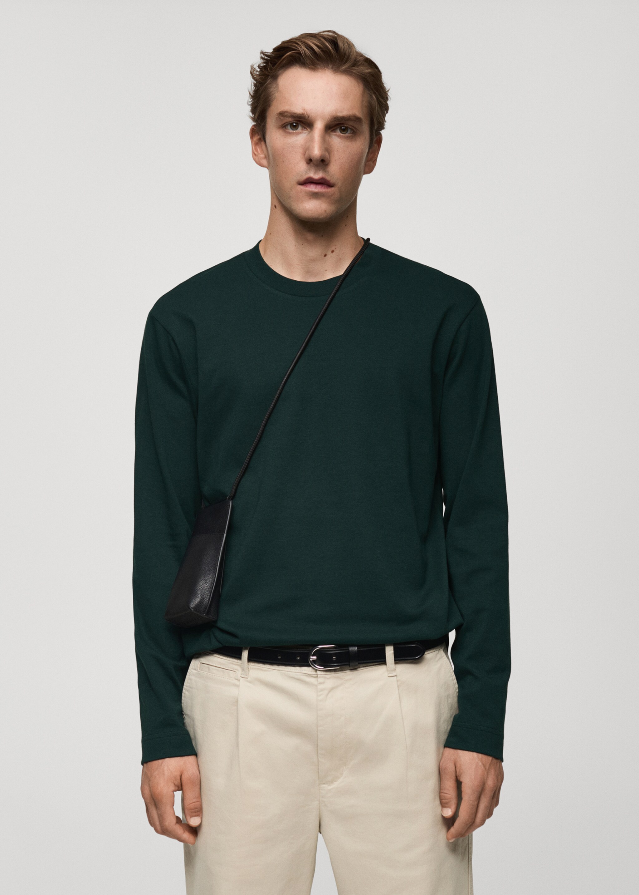 Camiseta manga larga regular fit - Plano medio, Verde. Ref: 87060600-00.
