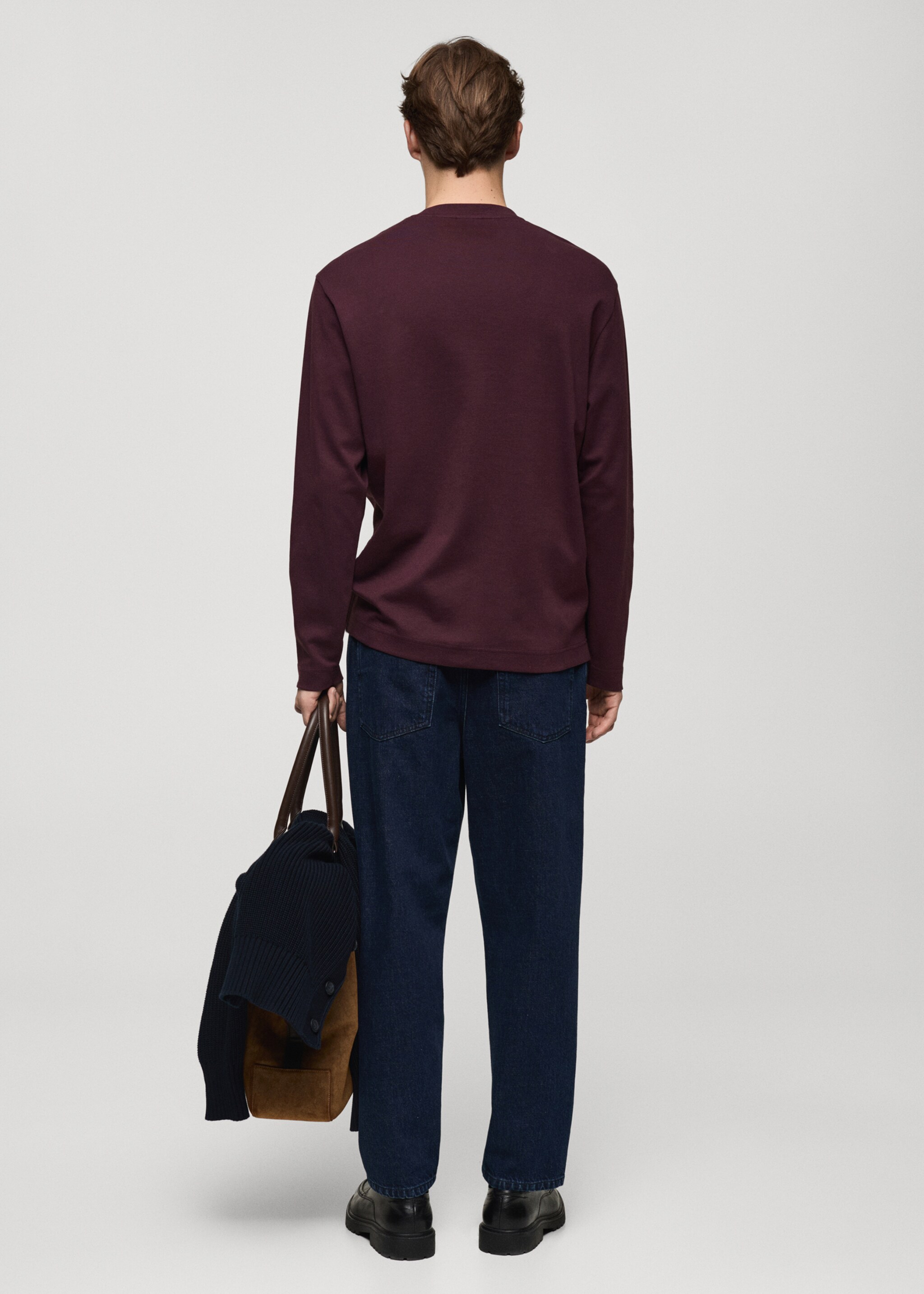 Camiseta manga larga regular fit - Reverso del artículo, Burdeos. Ref: 87060600-00.
