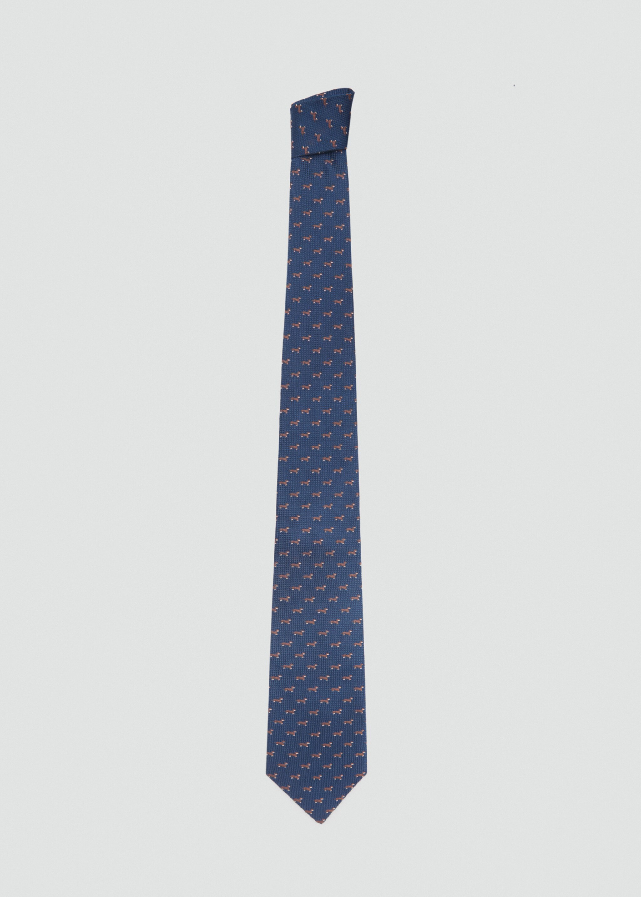 Mulberry silk animal-print tie - Article without model, Dark Navy. Ref: 87060606-00.