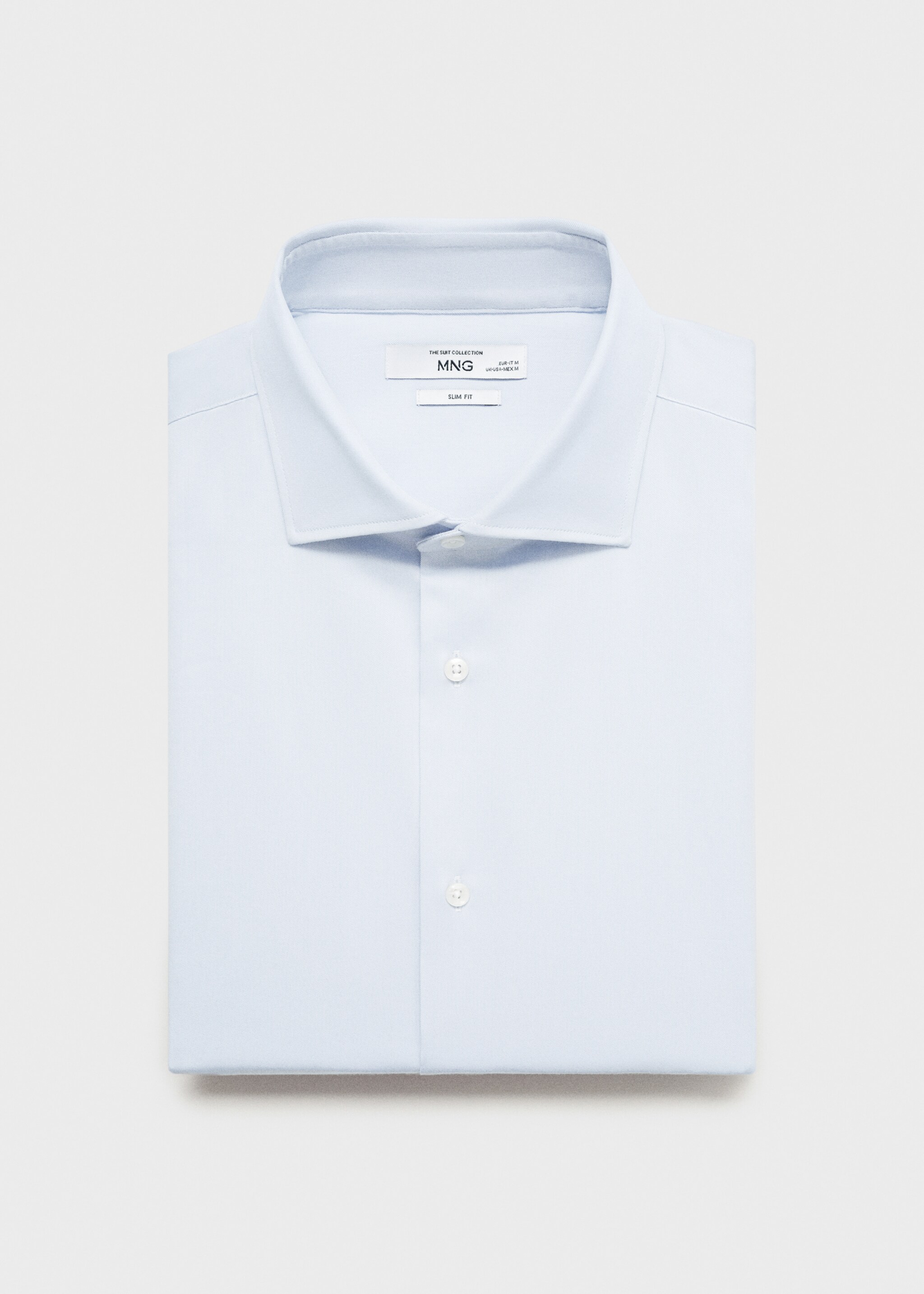 Slim-Fit-Oberhemd mit Manschettenknöpfen aus Twillgewebe - Detail des Artikels 8, Himmelblau. Ref: 87060608-00.