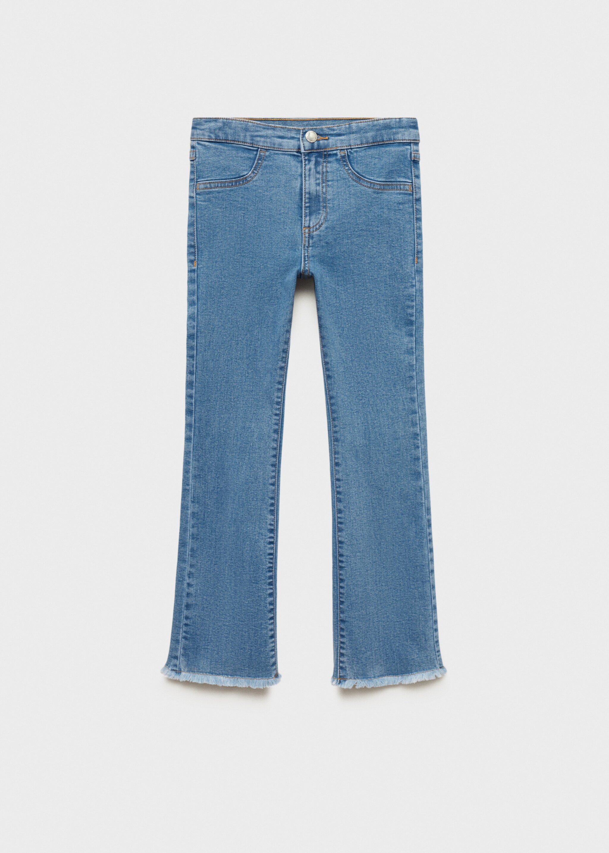 Jean trompette effiloché - Article sans modèle, Bleu moyen. Ref: 87060613-00.