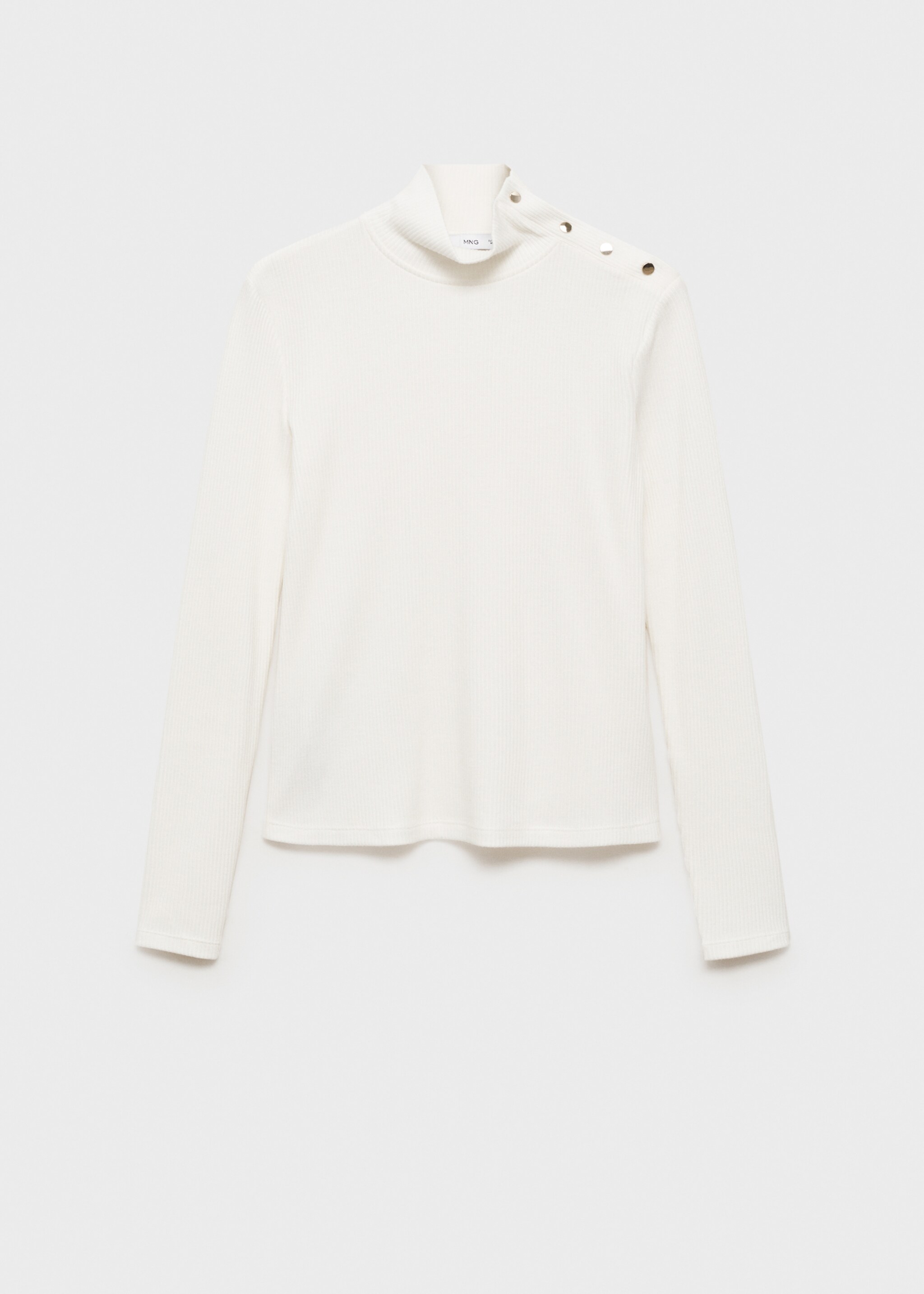 Ribbed knit button-down T-shirt - Article without model, Off White. Ref: 87060622-00.