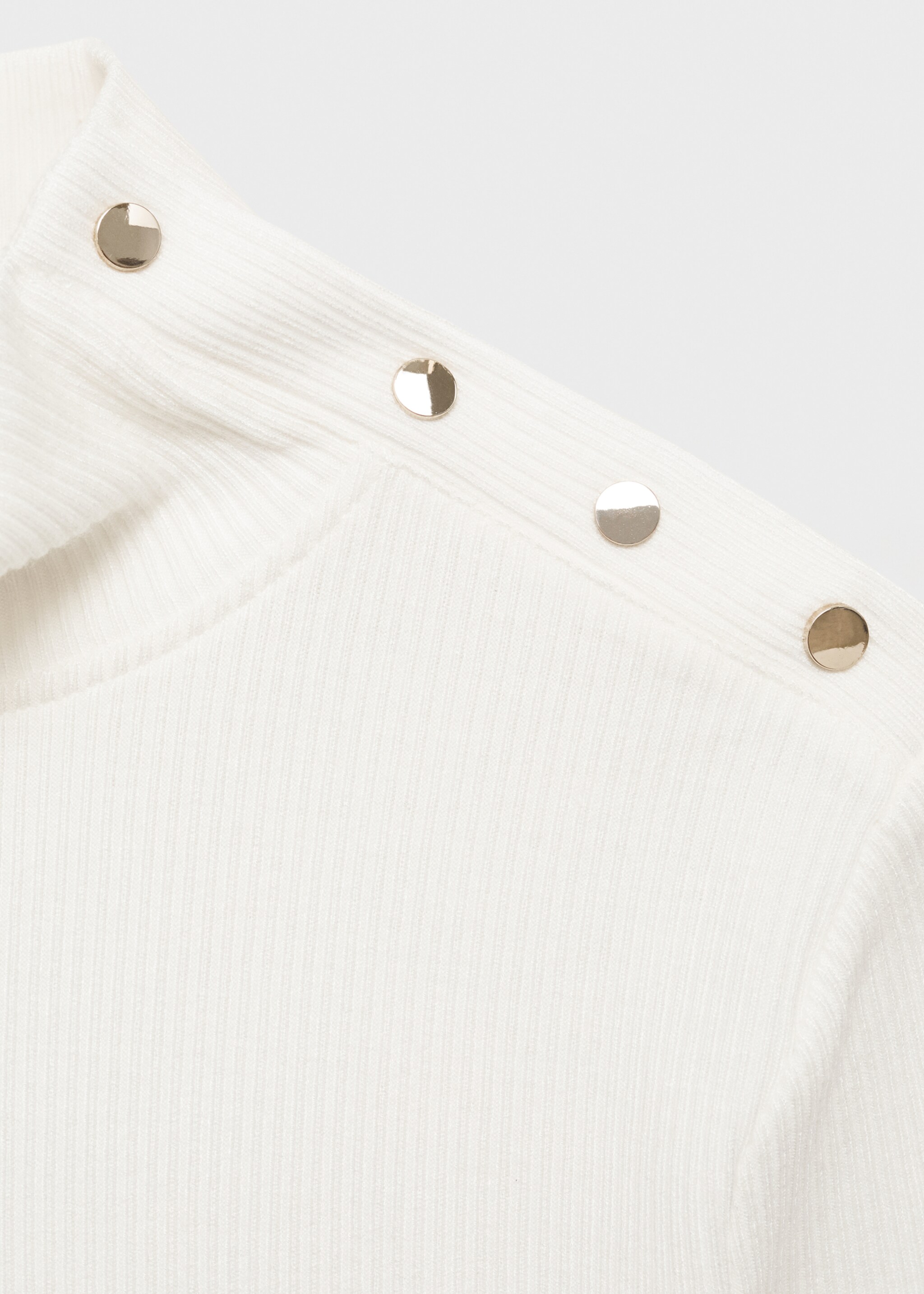 Ribbed knit button-down T-shirt - Details of the article 8, Off White. Ref: 87060622-00.
