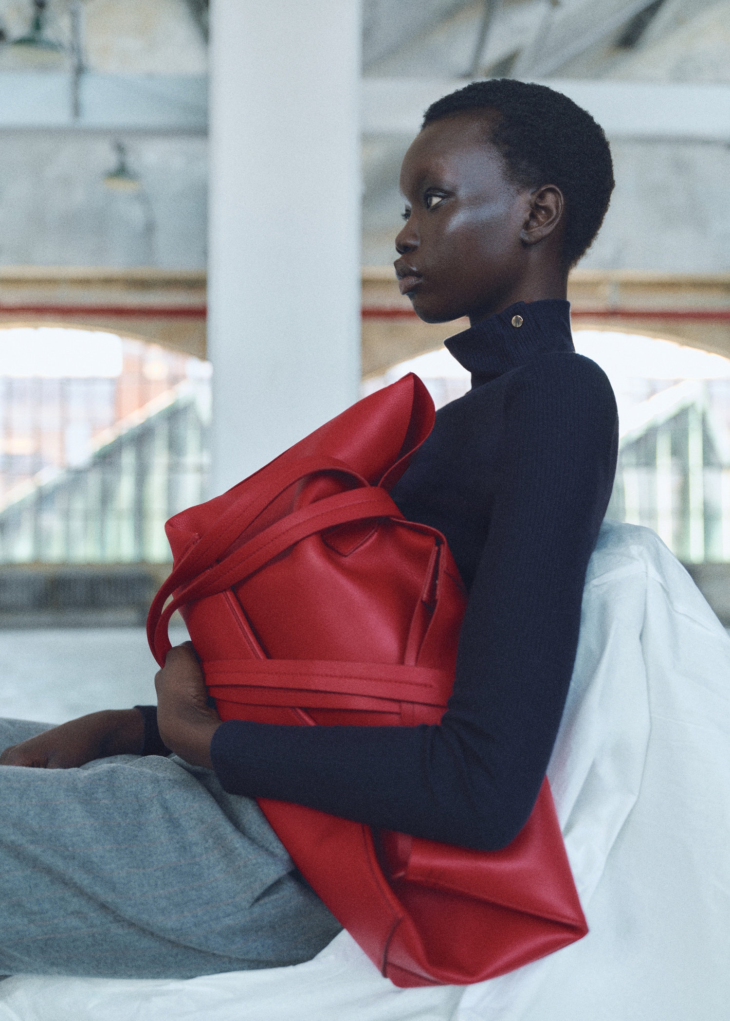 Ribbed knit button-down T-shirt - Medium plane