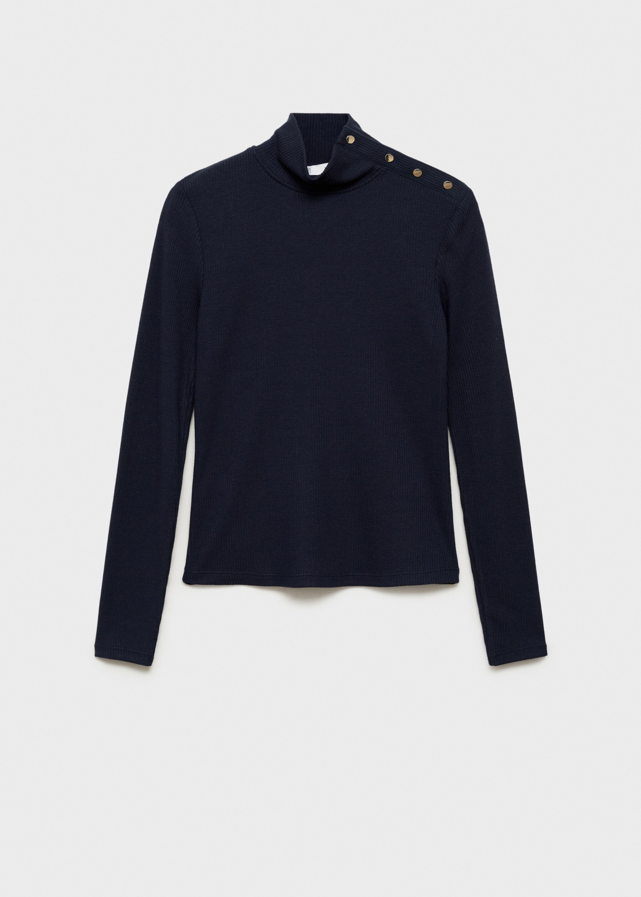 Ribbed knit button-down T-shirt - Article without model, Dark Navy. Ref: 87060622-00.