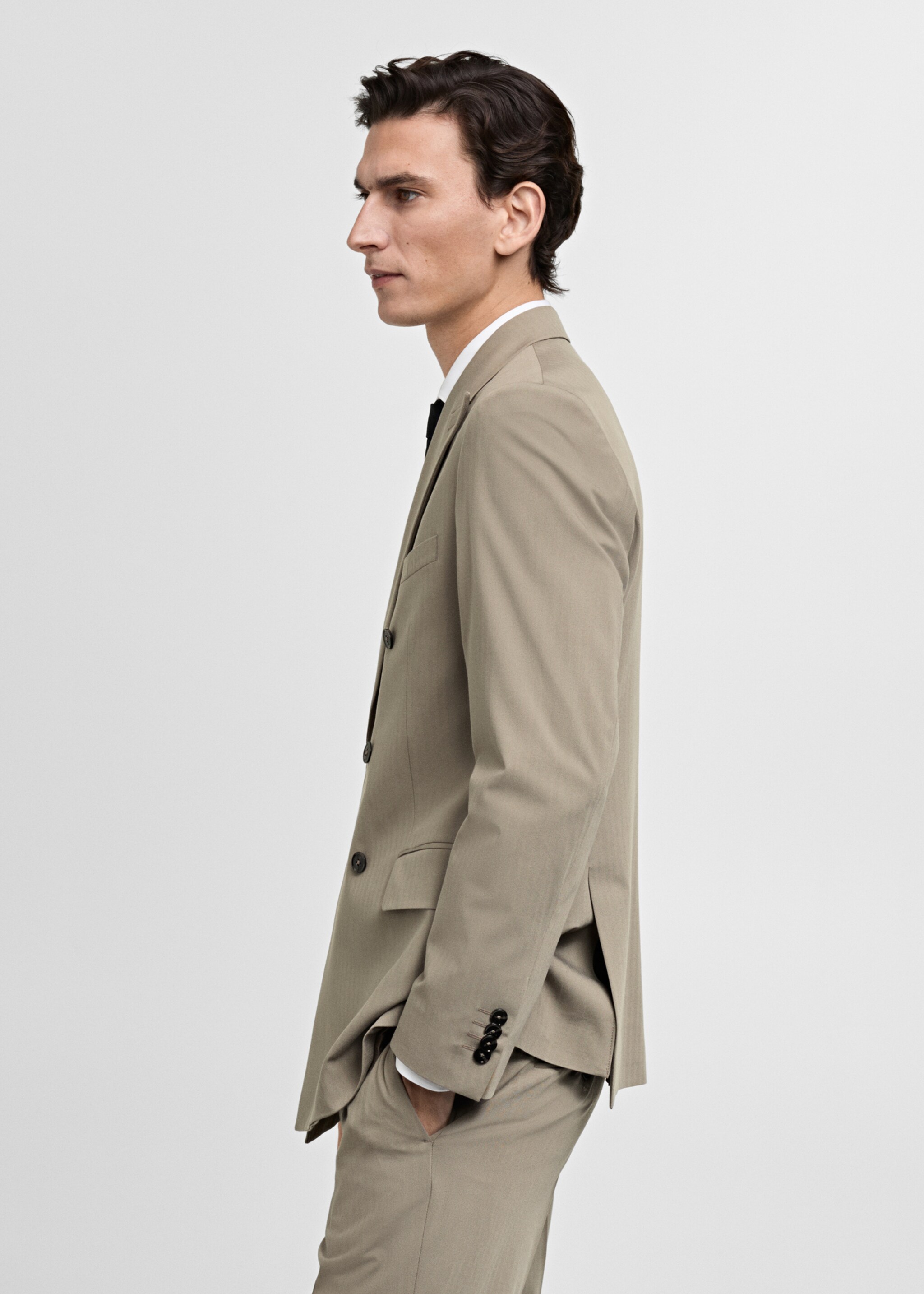 Zweireihiges Slim-Fit-Sakko Mónaco - Detail des Artikels 6, Beige. Ref: 87060627-00.