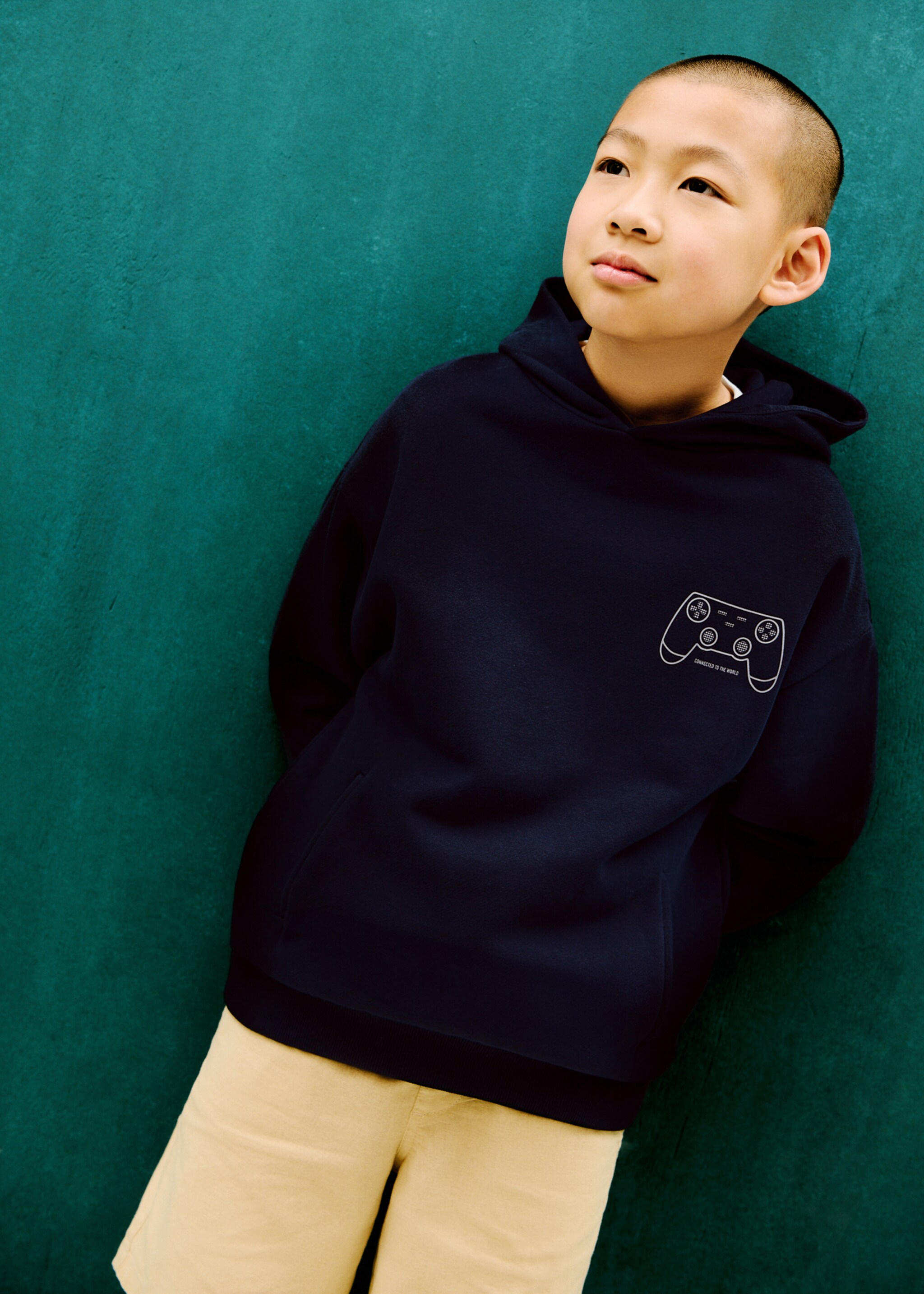 Printed hoodie - Medium plane, Dark Navy. Ref: 87060632-00.