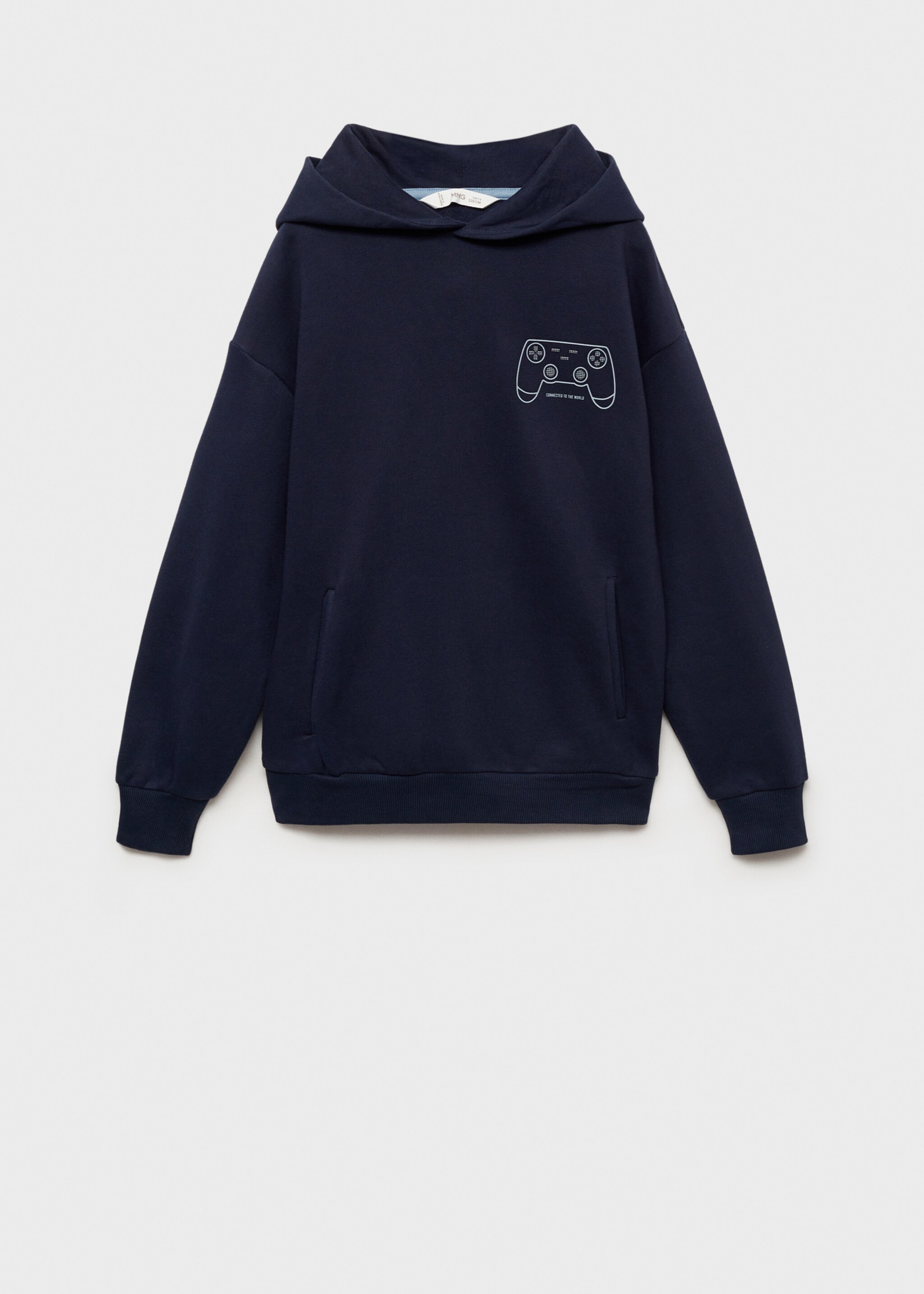 Printed hoodie - Article without model, Dark Navy. Ref: 87060632-00.