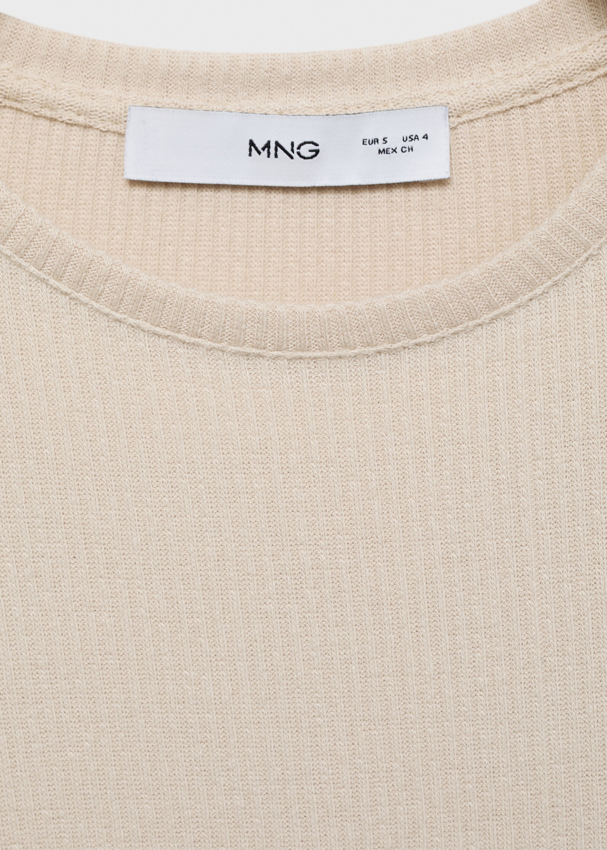 Ribbed  knit t-shirt - Details of the article 8, Sand. Ref: 87060637-00.