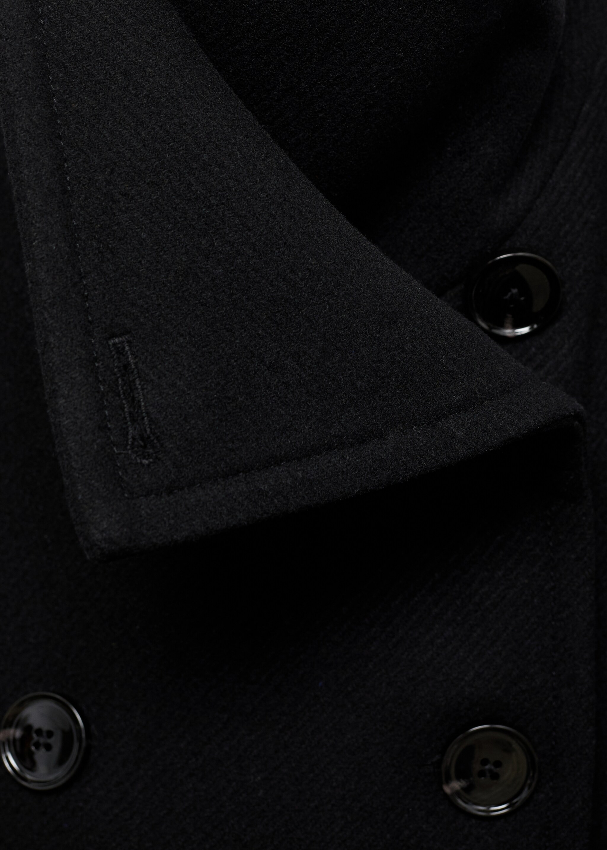 Manteau midi en laine col enveloppant - Détail de l'article 8, Noir. Ref: 87060640-00.