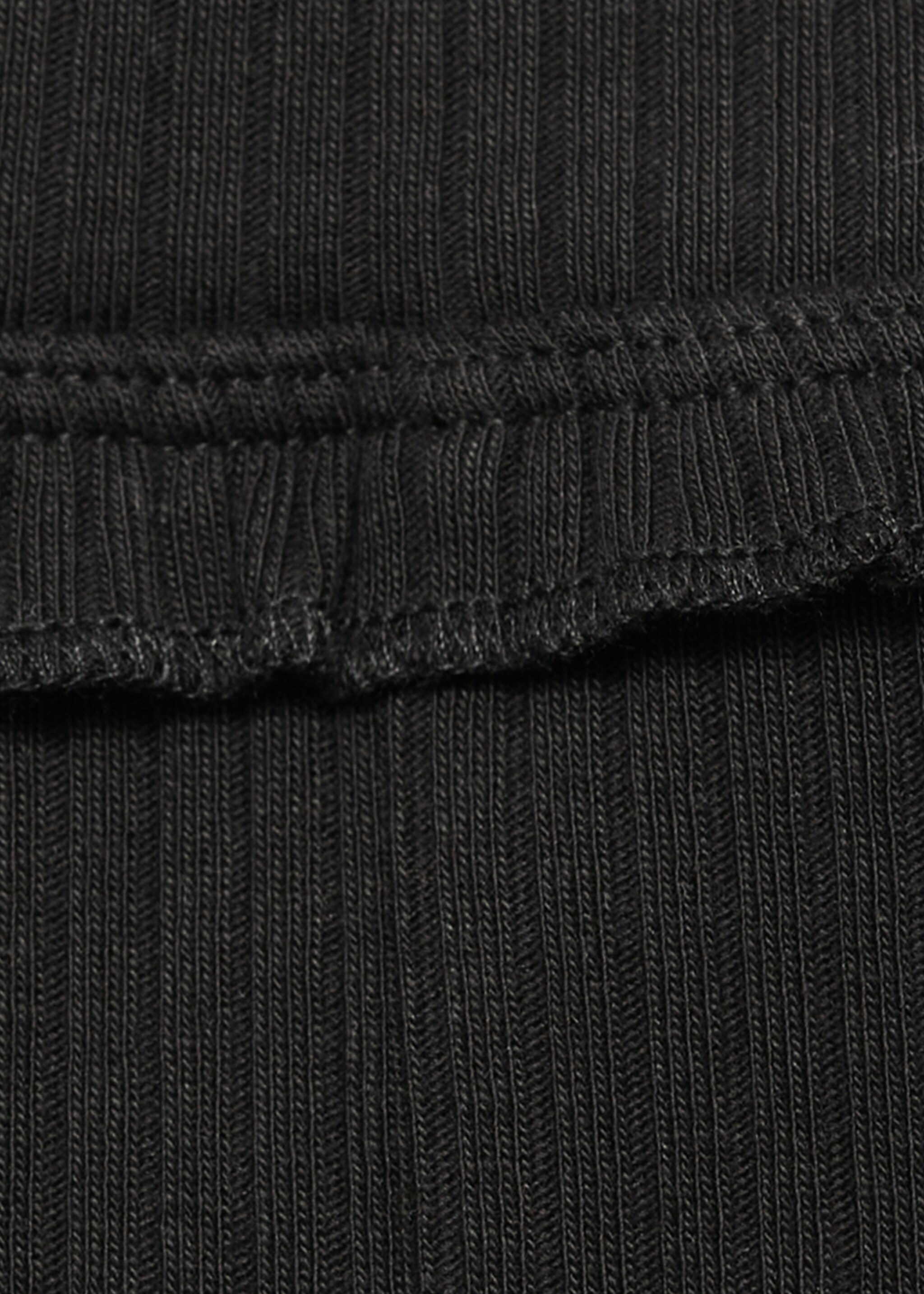 Cotton ribbed leggings - Details of the article 8, Black. Ref: 87060642-00.