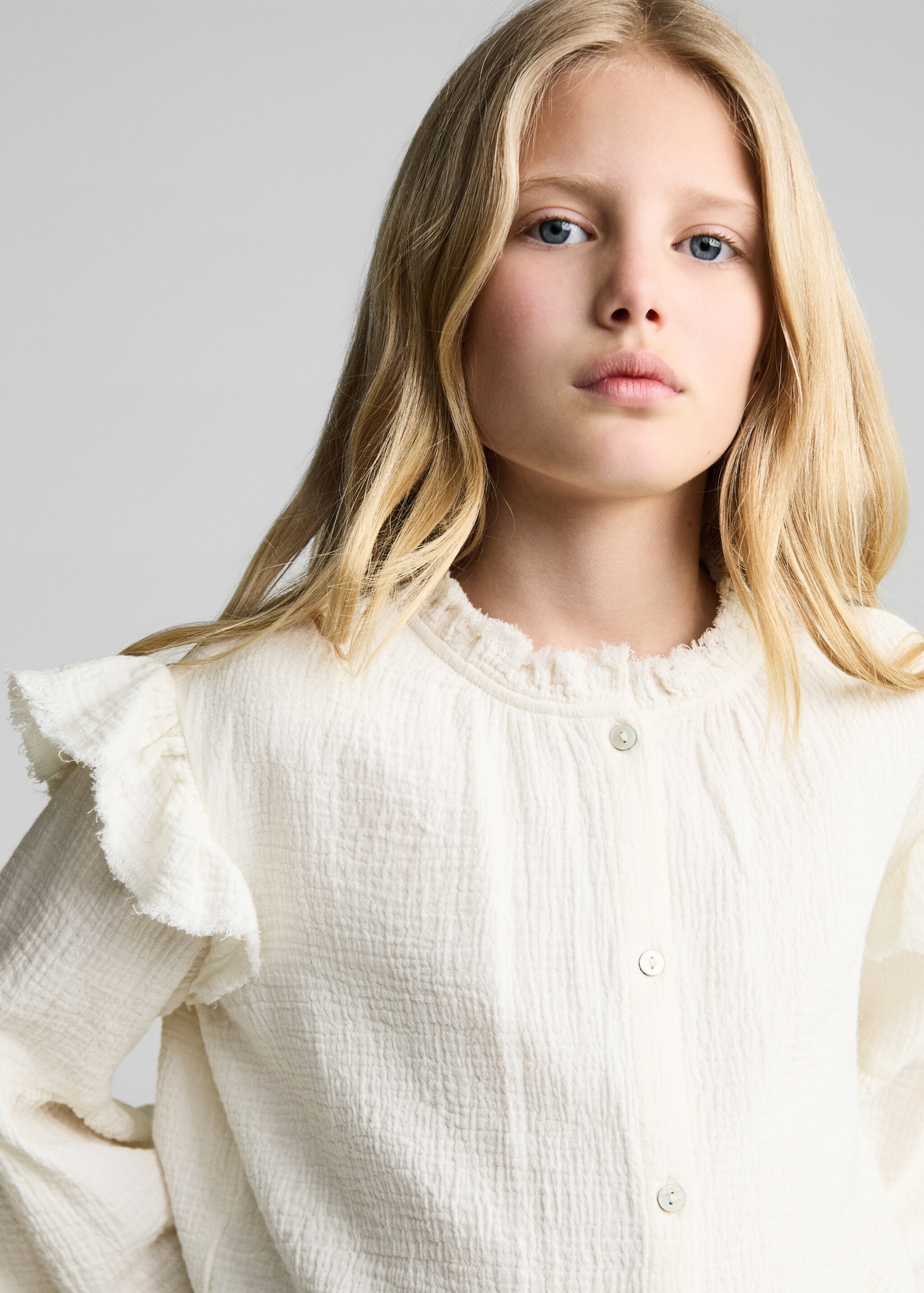 Blusa romántica bambula - Detalle del artículo 1, Crudo. Ref: 87060650-00.