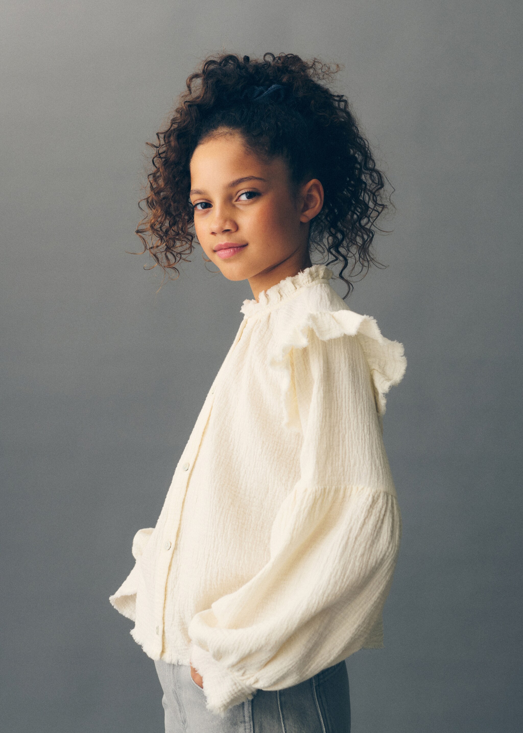 Blusa romántica bambula - Detalle del artículo 5, Crudo. Ref: 87060650-00.