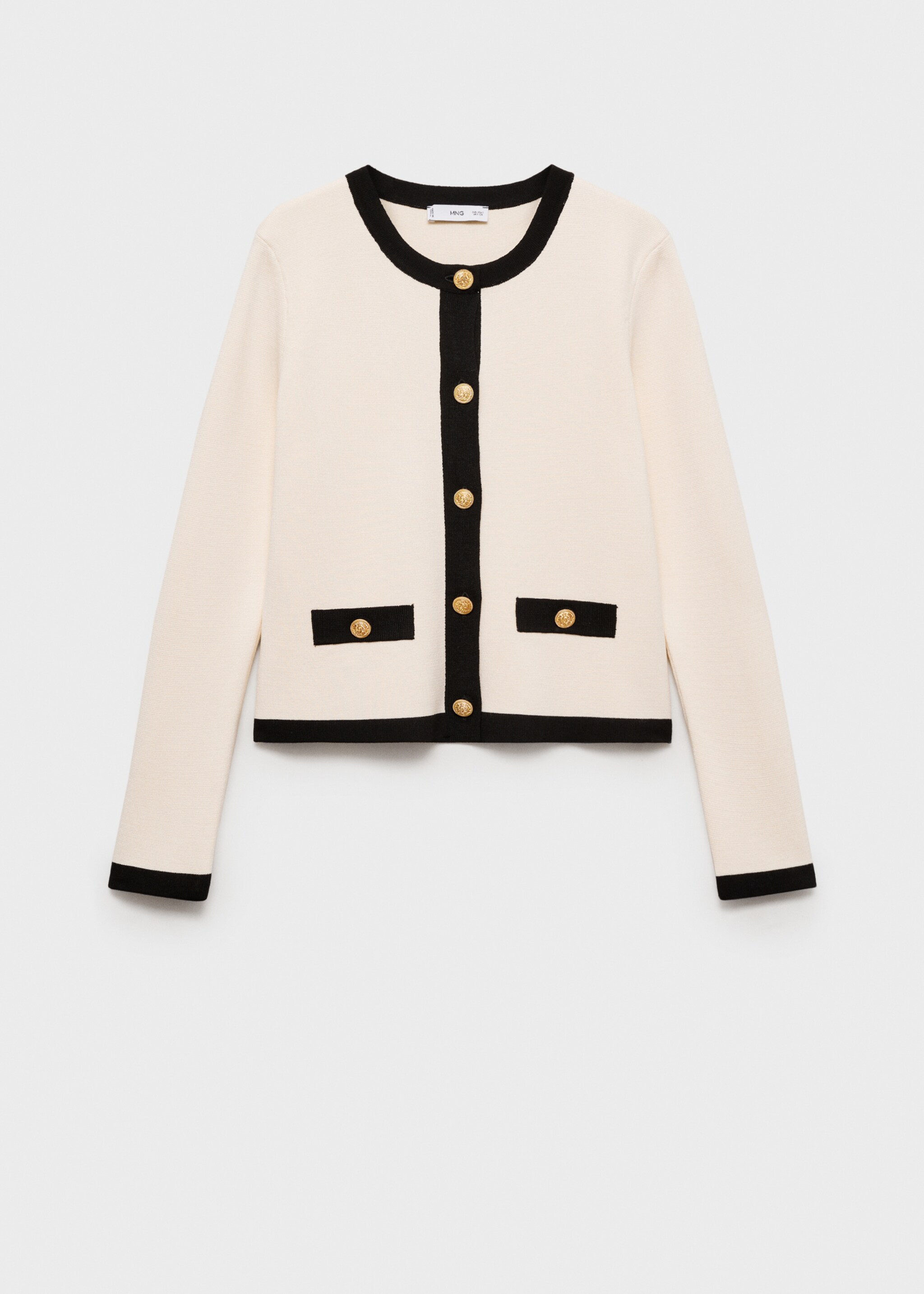 Cardigan kontrastbårder - Artikel utan modell, Rå. Ref: 87060651-00.