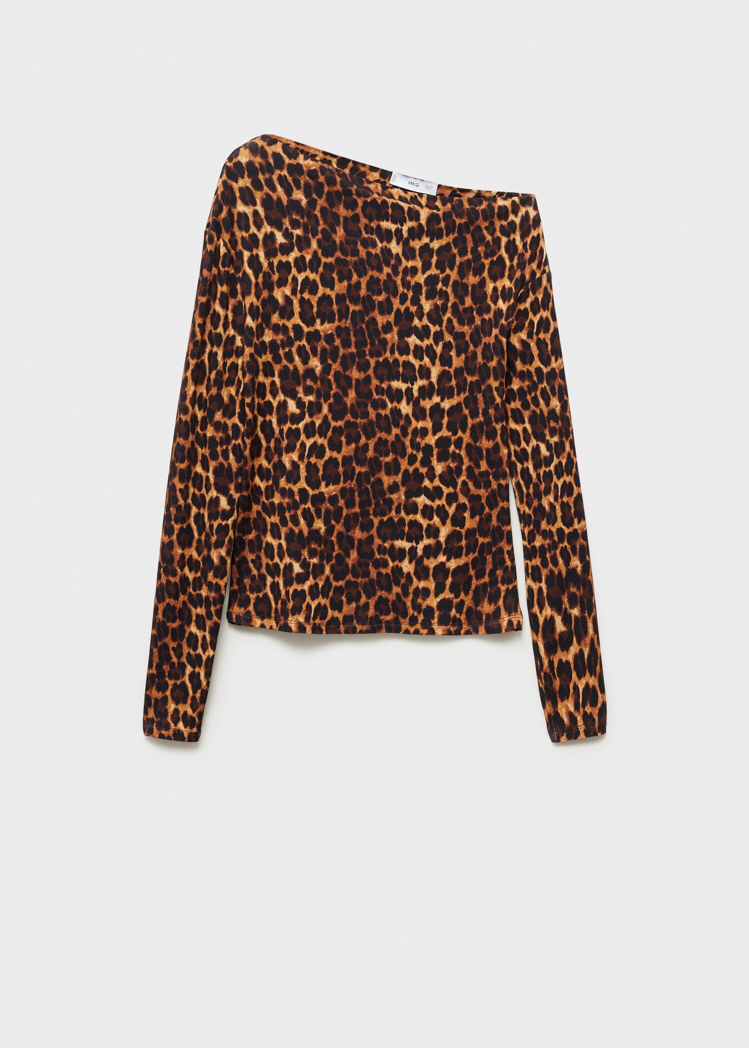 Animal-print t-shirt with asymmetrical neck - Article without model