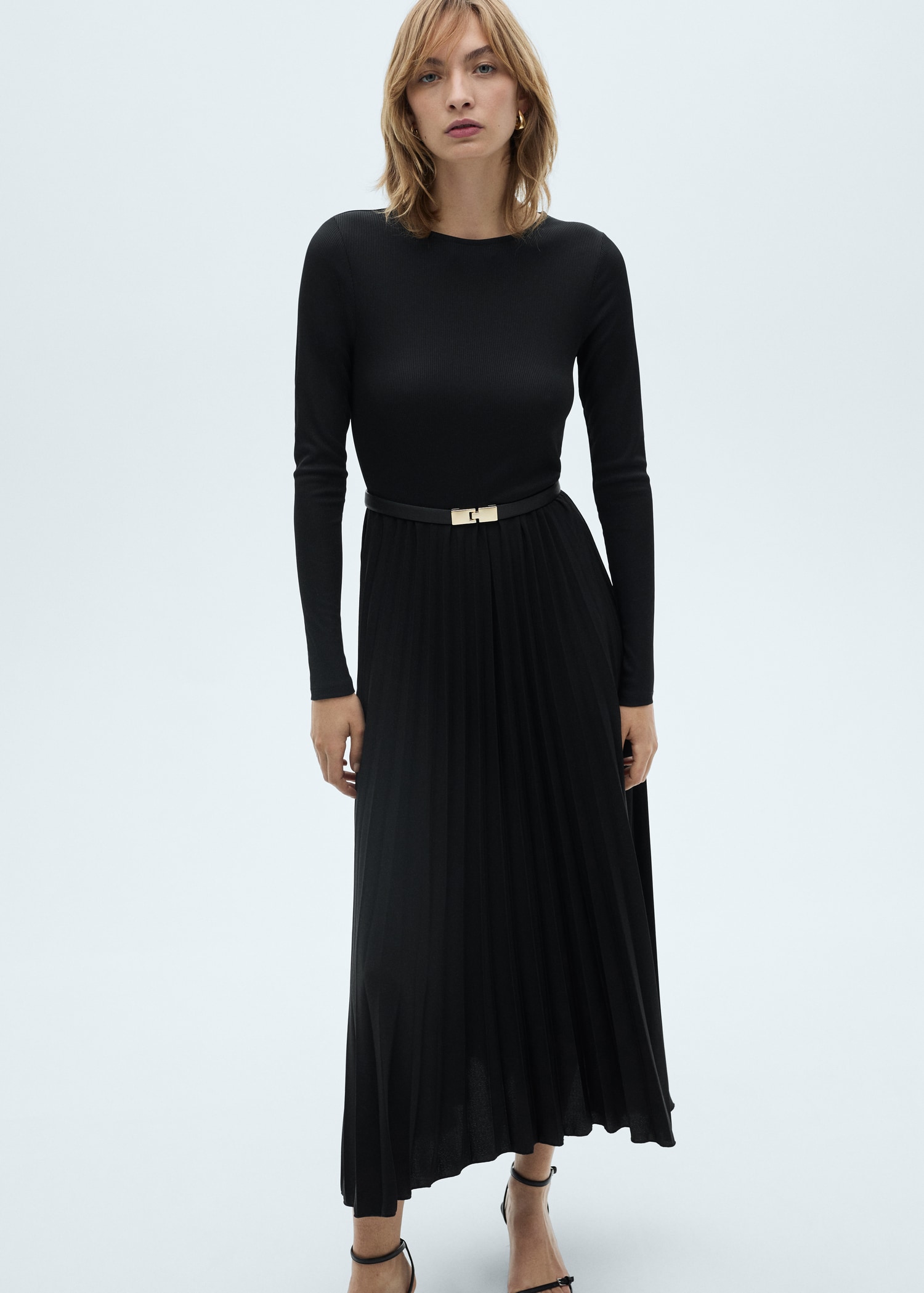 Pleated A-line dress - Women | MANGO OUTLET Finland Pleated A-line dress - Women | MANGO OUTLET Finland