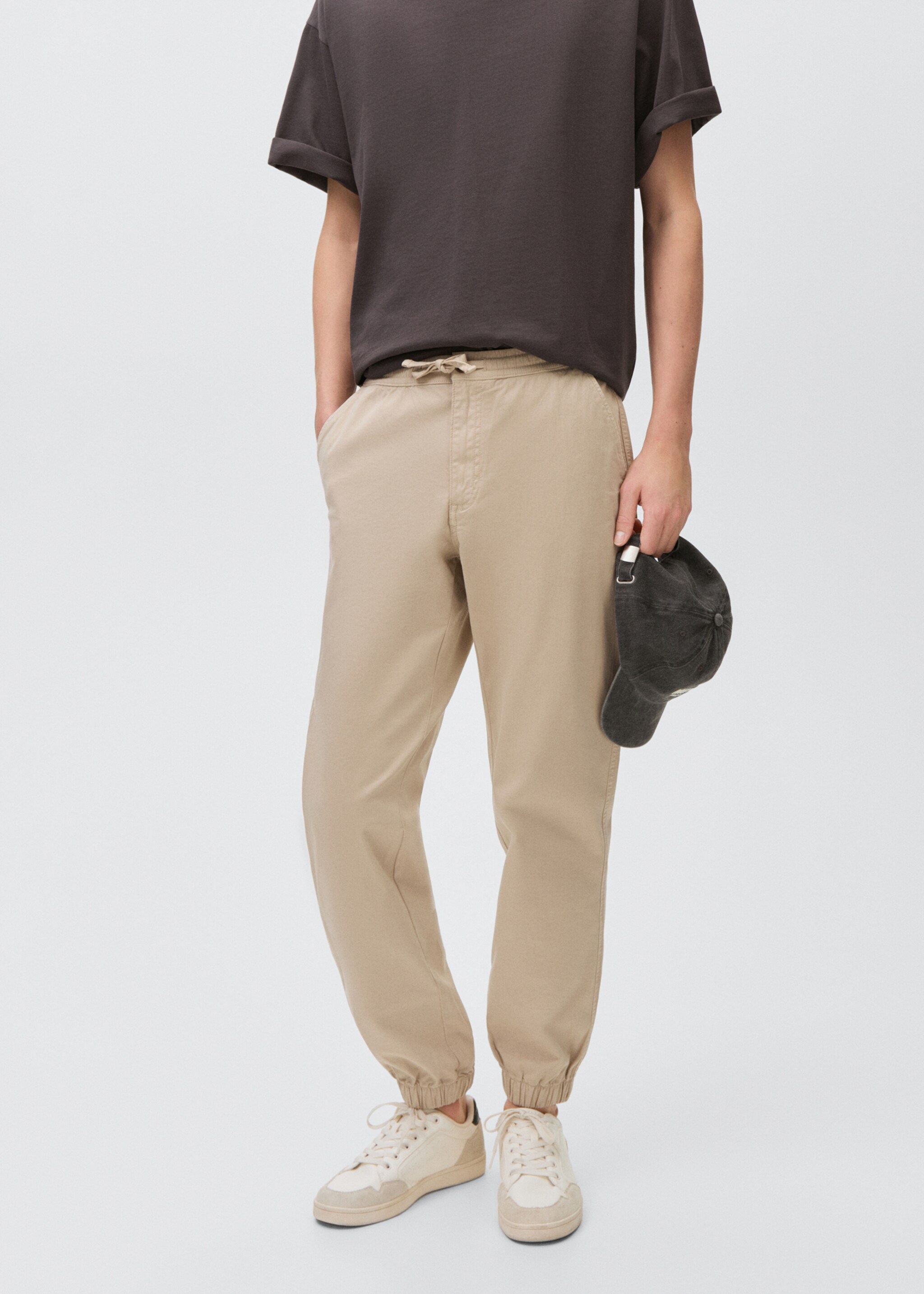 Cotton jogger trousers with pockets - Medium plane, Ice Grey. Ref: 87061055-00.