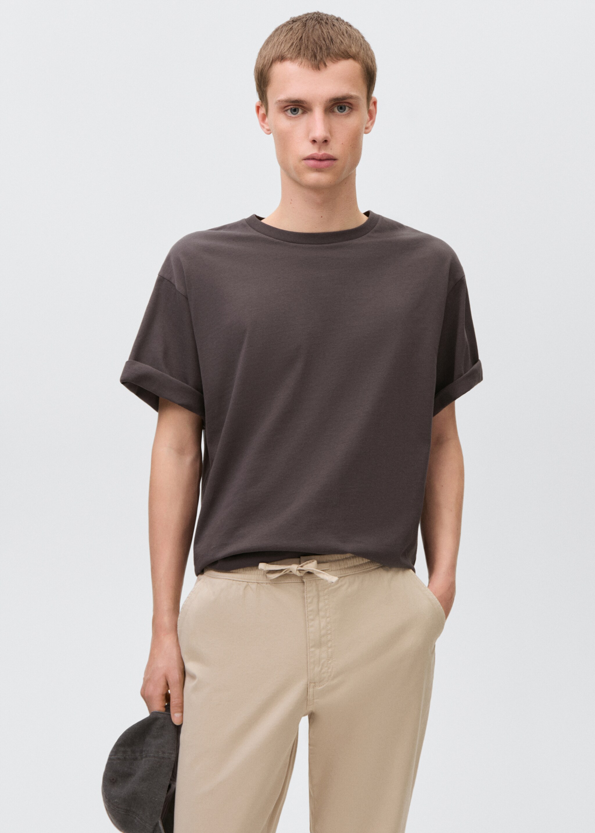 Cotton jogger trousers with pockets - Details of the article 2, Ice Grey. Ref: 87061055-00.