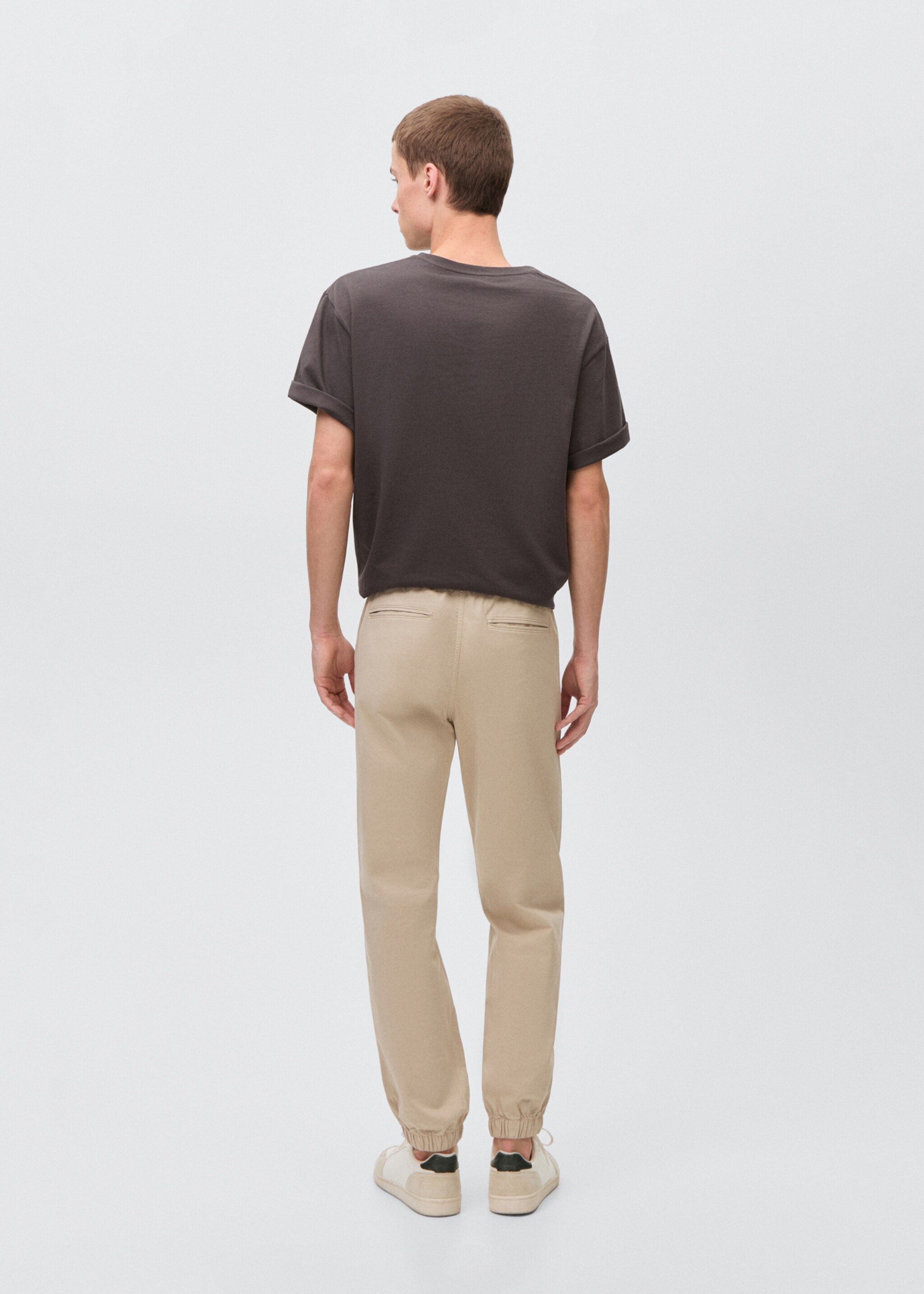 Cotton jogger trousers with pockets - Reverse of the article, Ice Grey. Ref: 87061055-00.