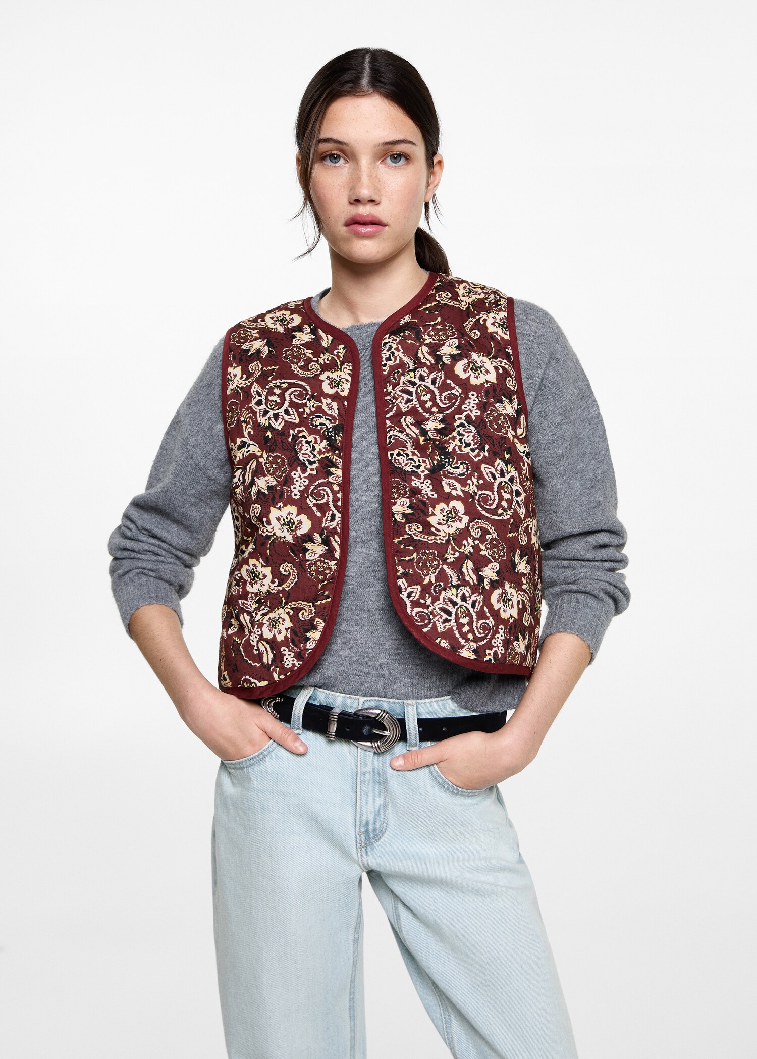 Cropped printed gilet - Medium plane