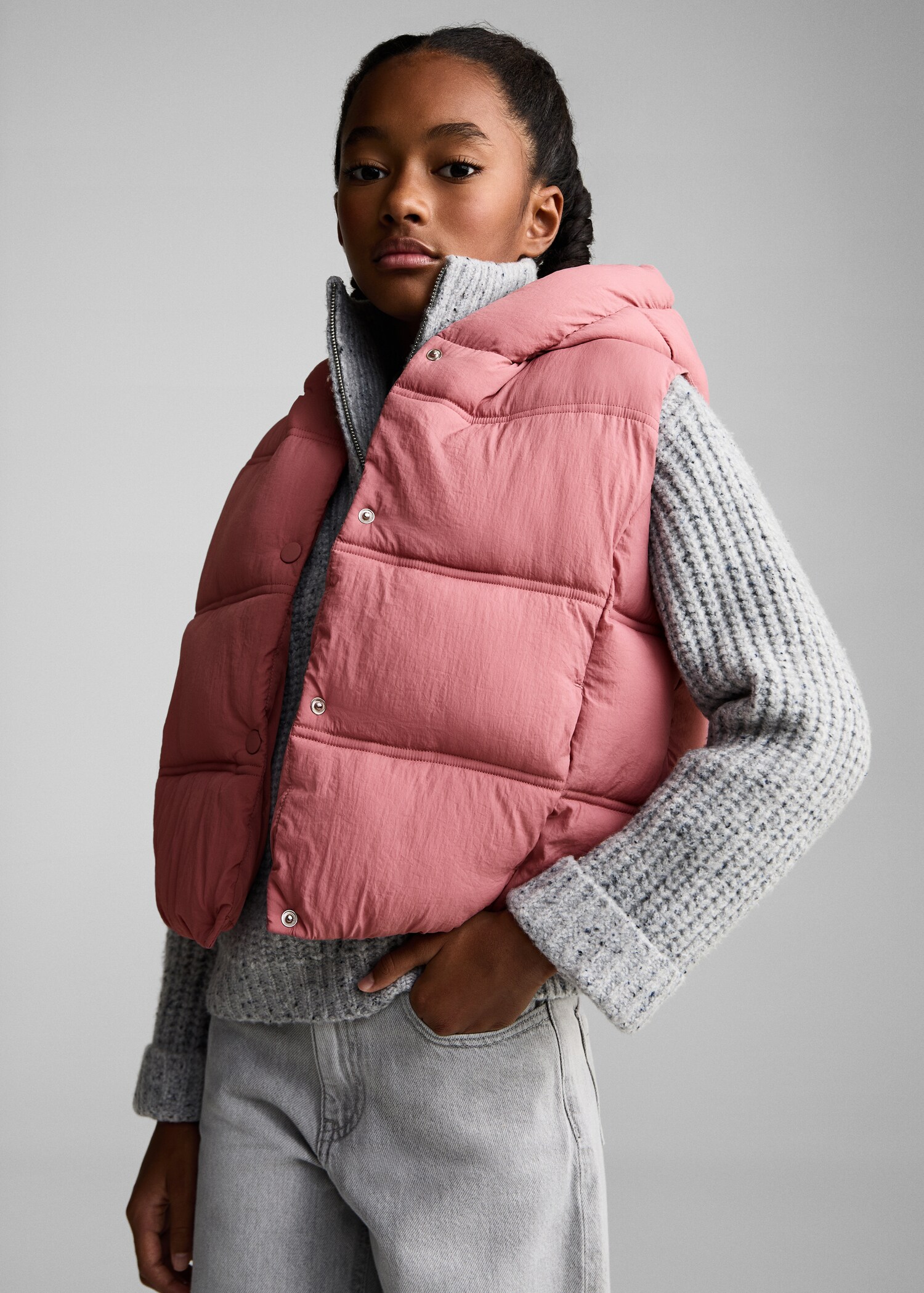 Quilted gilet with hood - Medium plane