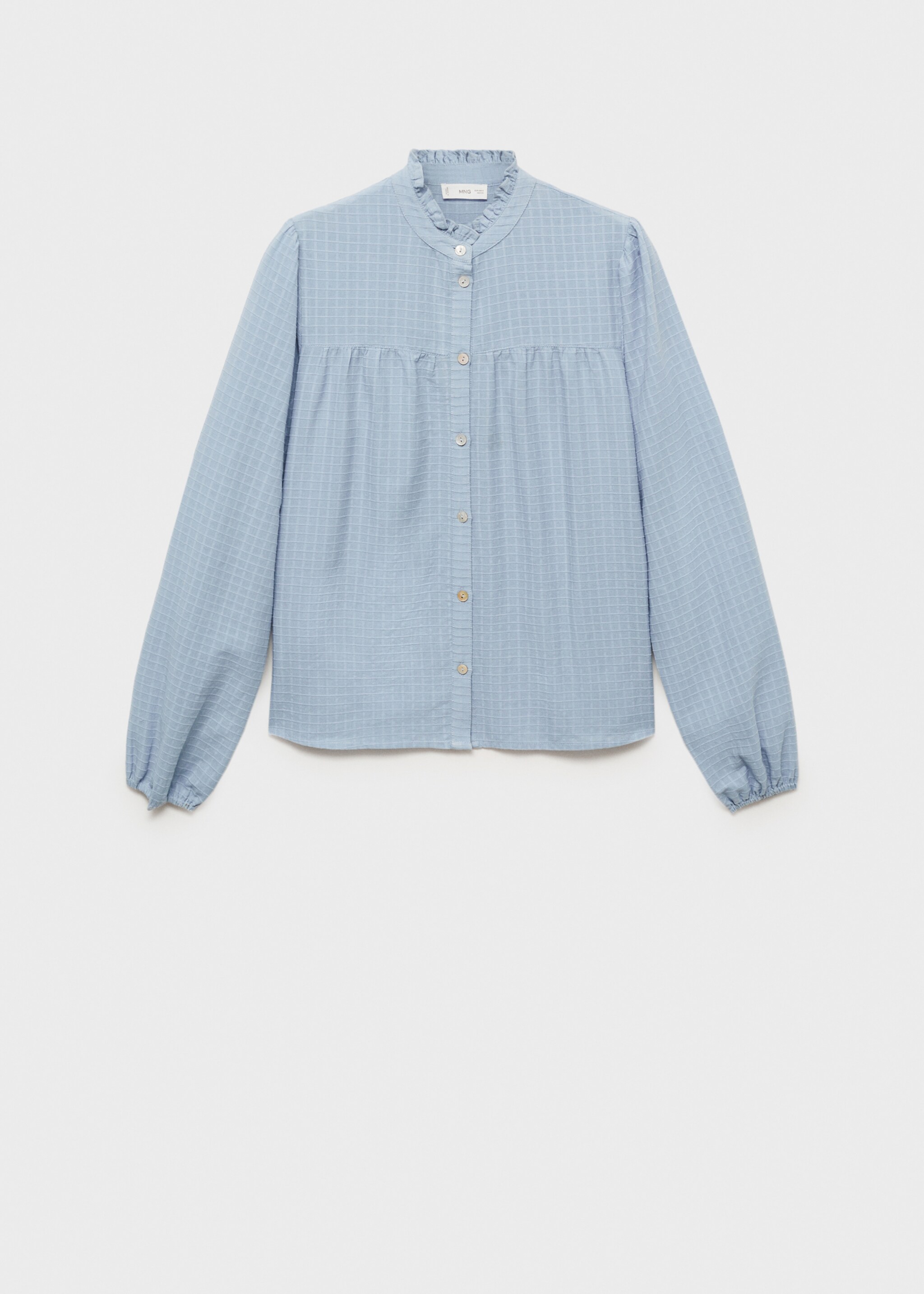 Textured check blouse - Article without model, Sky Blue. Ref: 87062536-00.