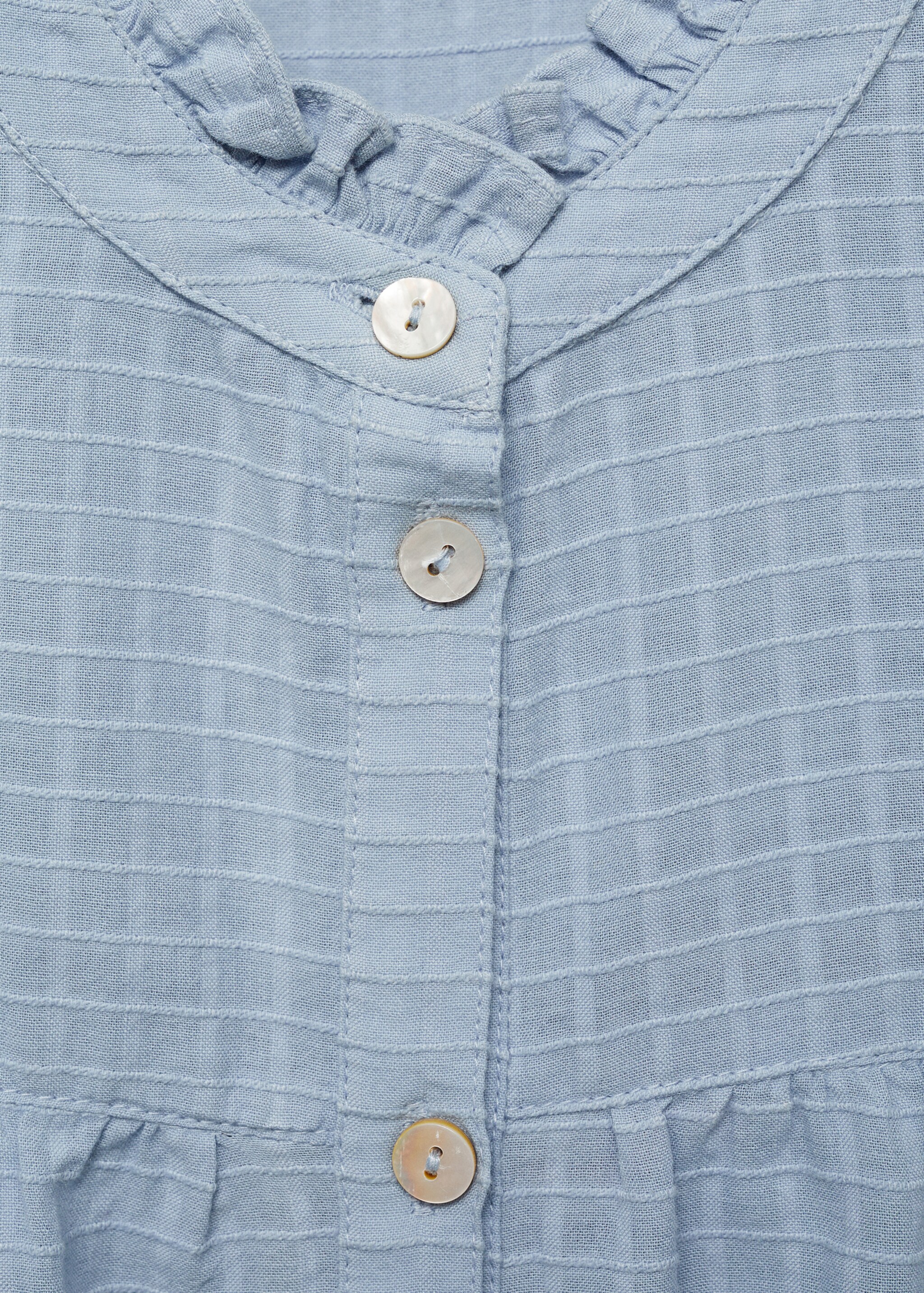 Textured check blouse - Details of the article 8, Sky Blue. Ref: 87062536-00.