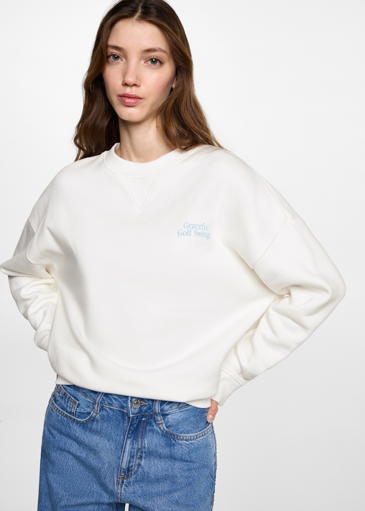 Baumwoll-Sweatshirt mit Aufschrift - Mittlere Ansicht